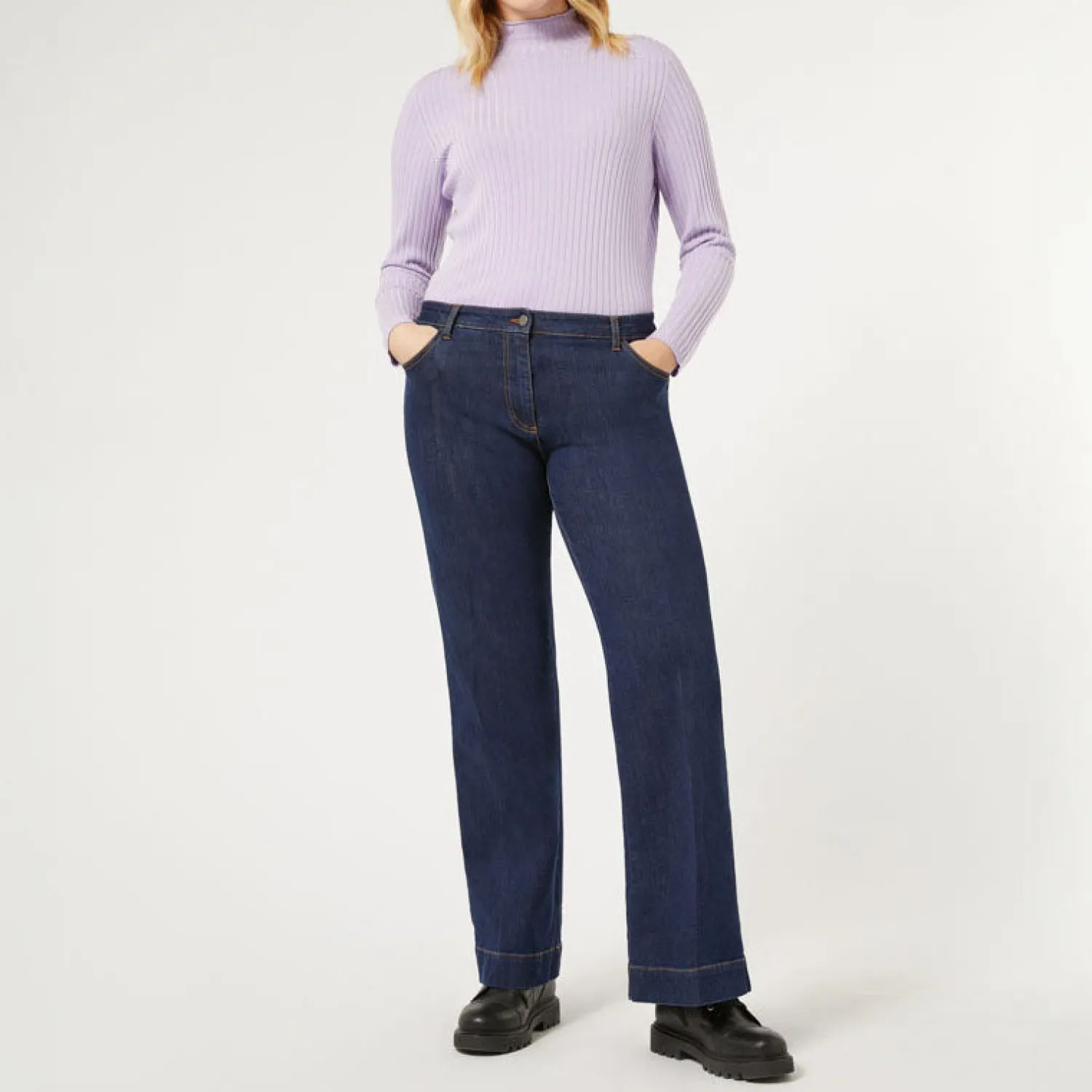 PERSONA BY MARINA RINALDI Acqui Twill Denim Jeans In Midnight Blue