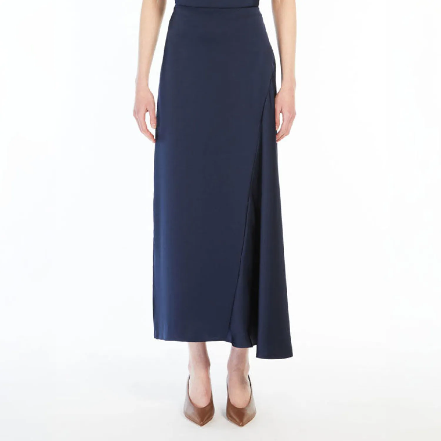 WEEKEND MAXMARA Aia Fluid Satin Skirt In Navy