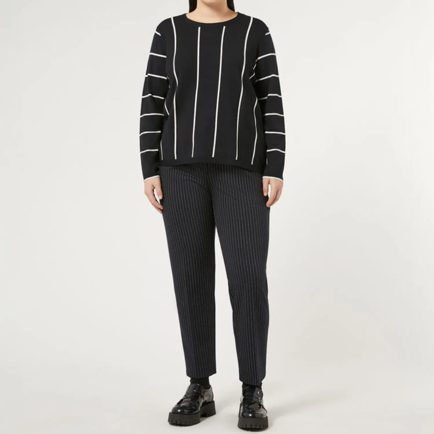 PERSONA BY MARINA RINALDI Ananas Milano Knit Fabric Trousers In Ultramarine