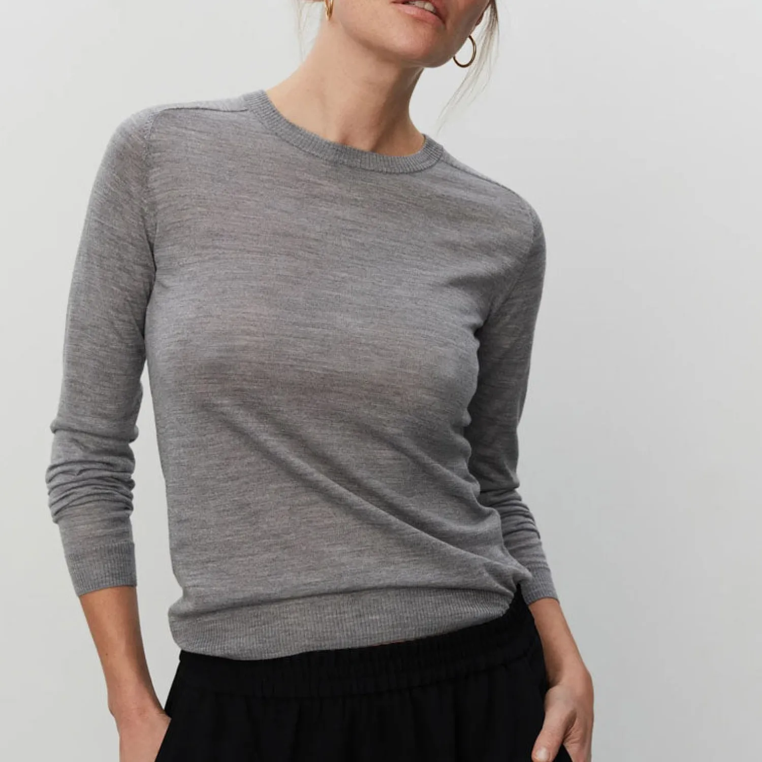 DAY BIRGER ET MIKKELSEN Annabelle Merino Wool Jumper In Medium Grey Melange