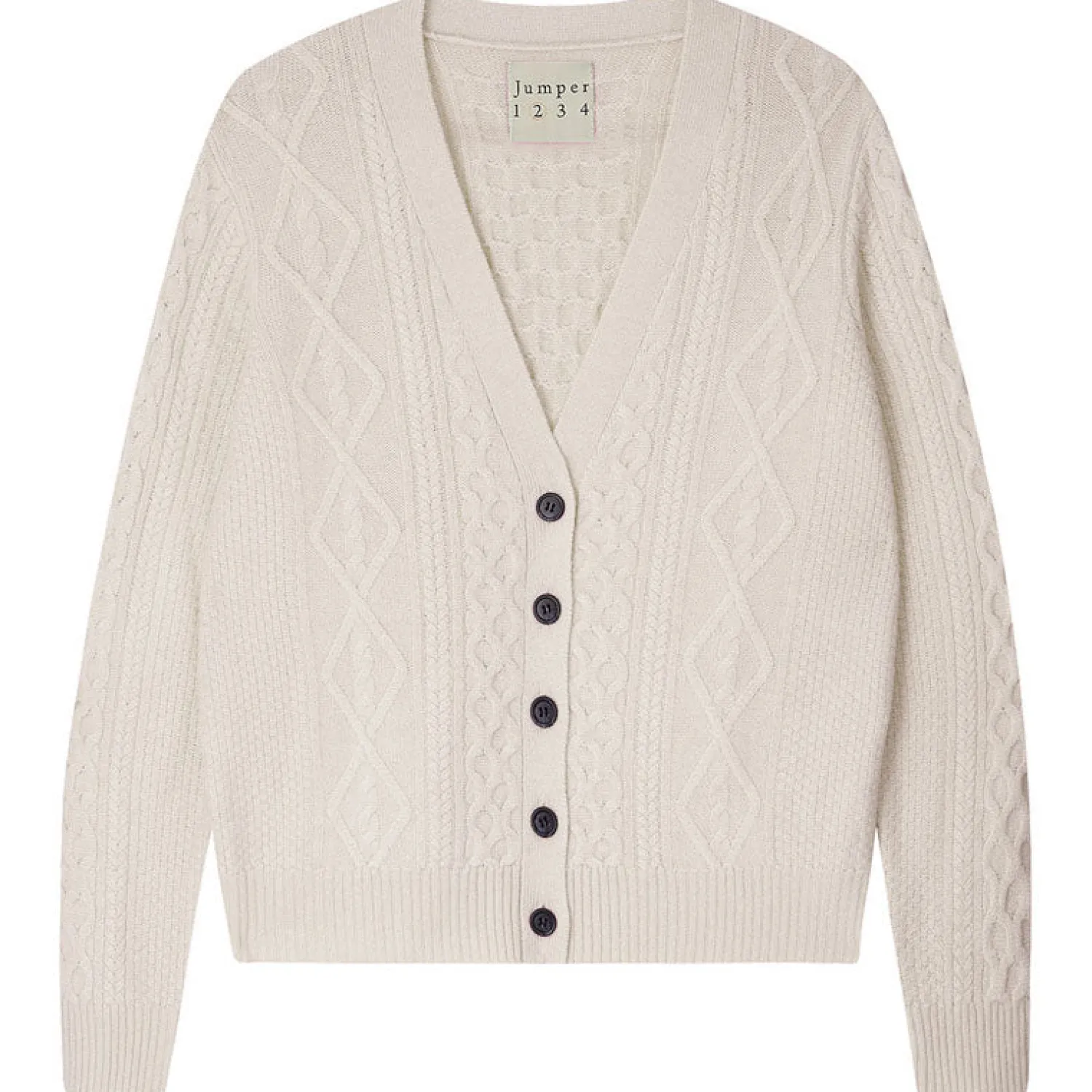 JUMPER1234 Aran Cardigan In Maritime White