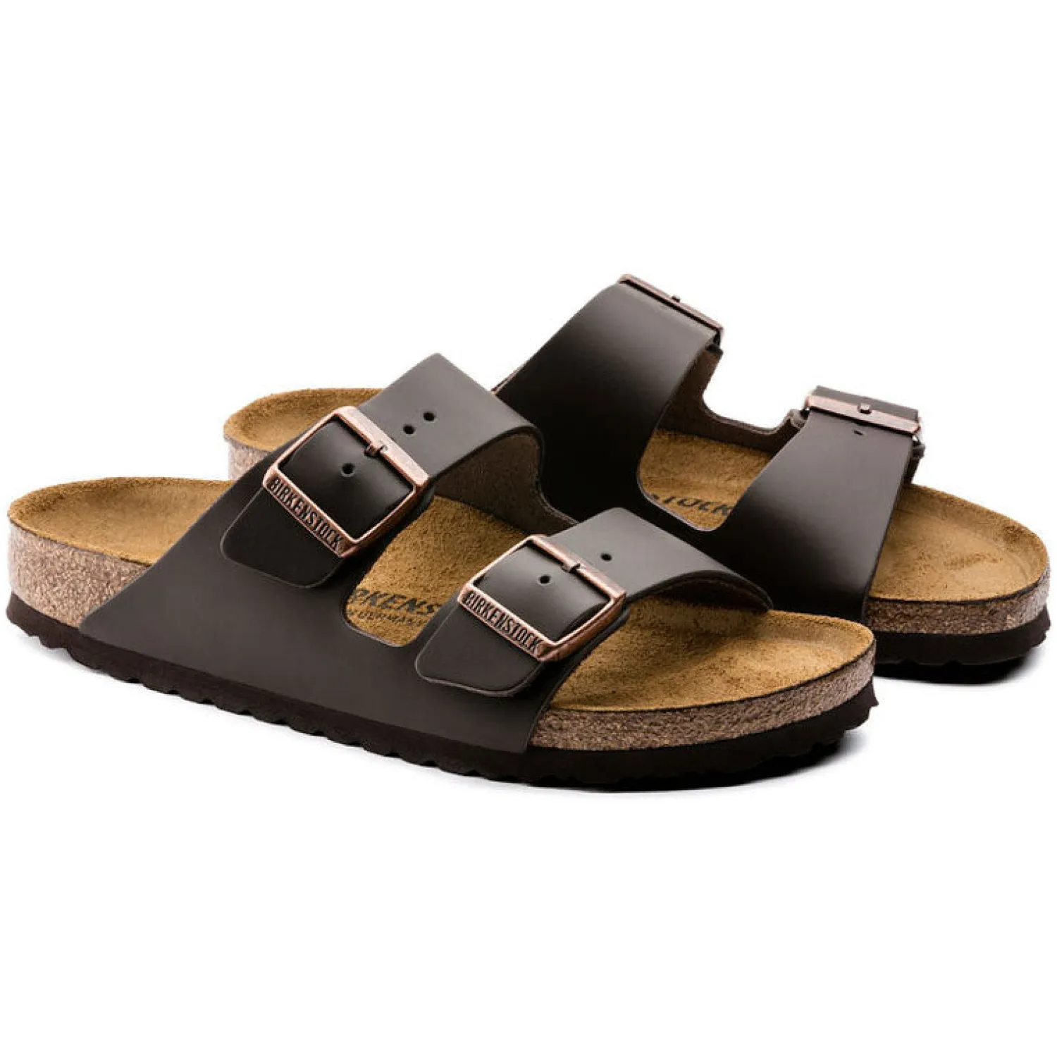 BIRKENSTOCK Arizona Natural Leather Sandals In Dark Brown