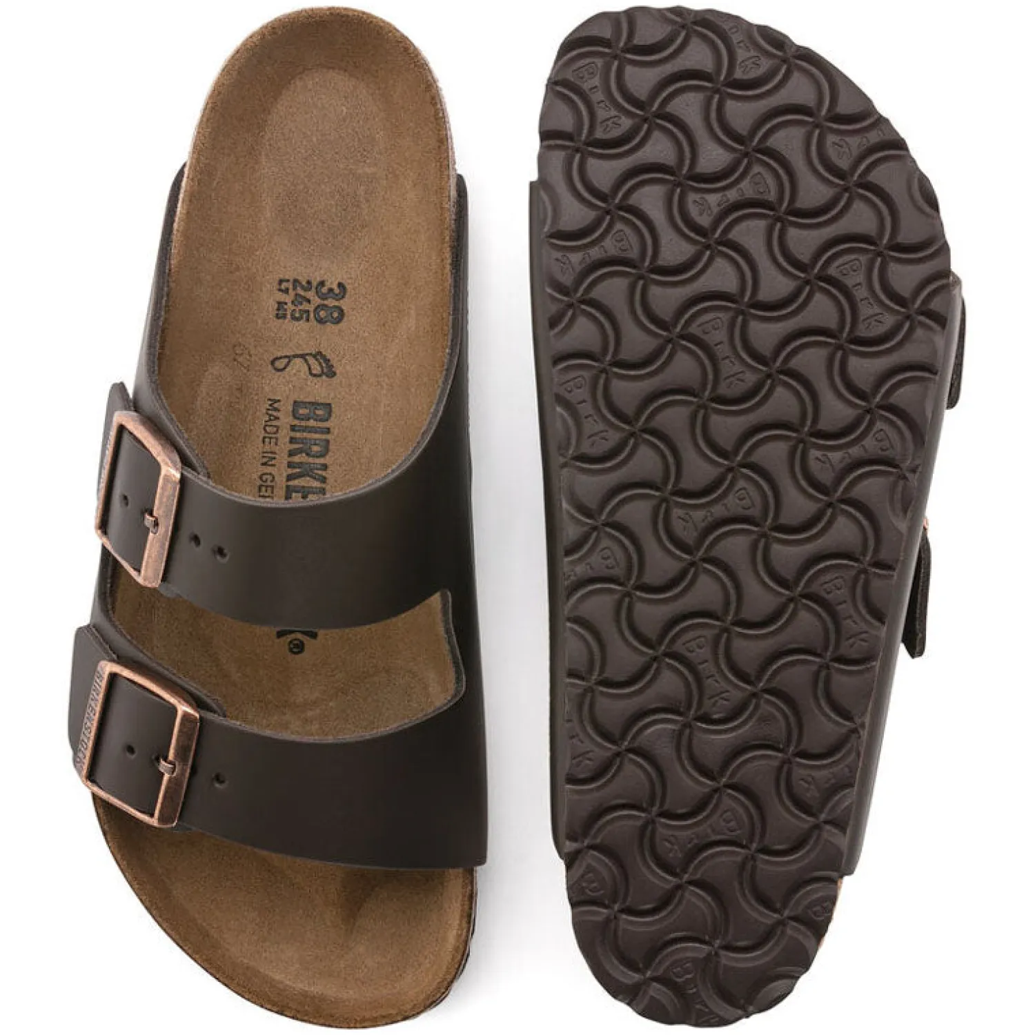 BIRKENSTOCK Arizona Natural Leather Sandals In Dark Brown