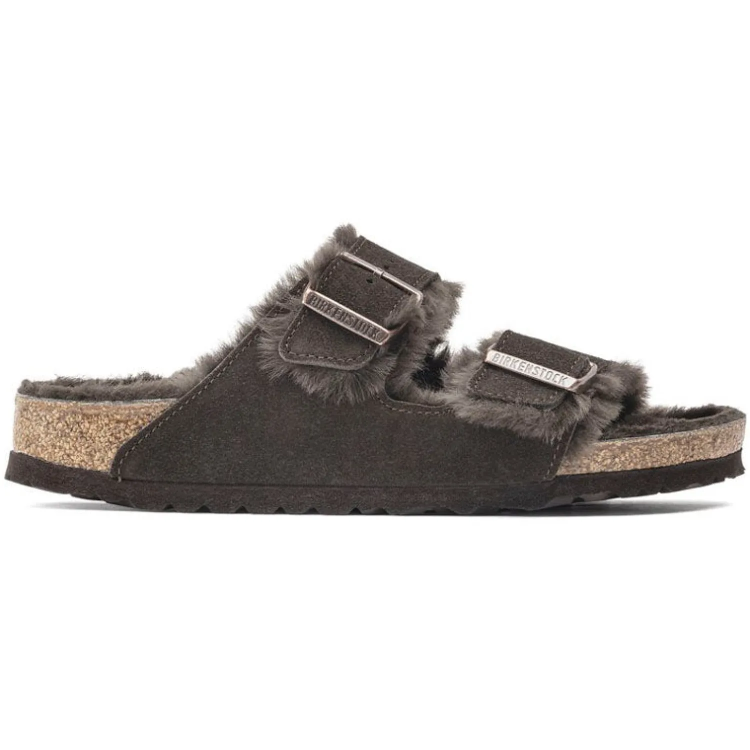 BIRKENSTOCK Arizona Shearling Suede Leather Sandals In Mocha