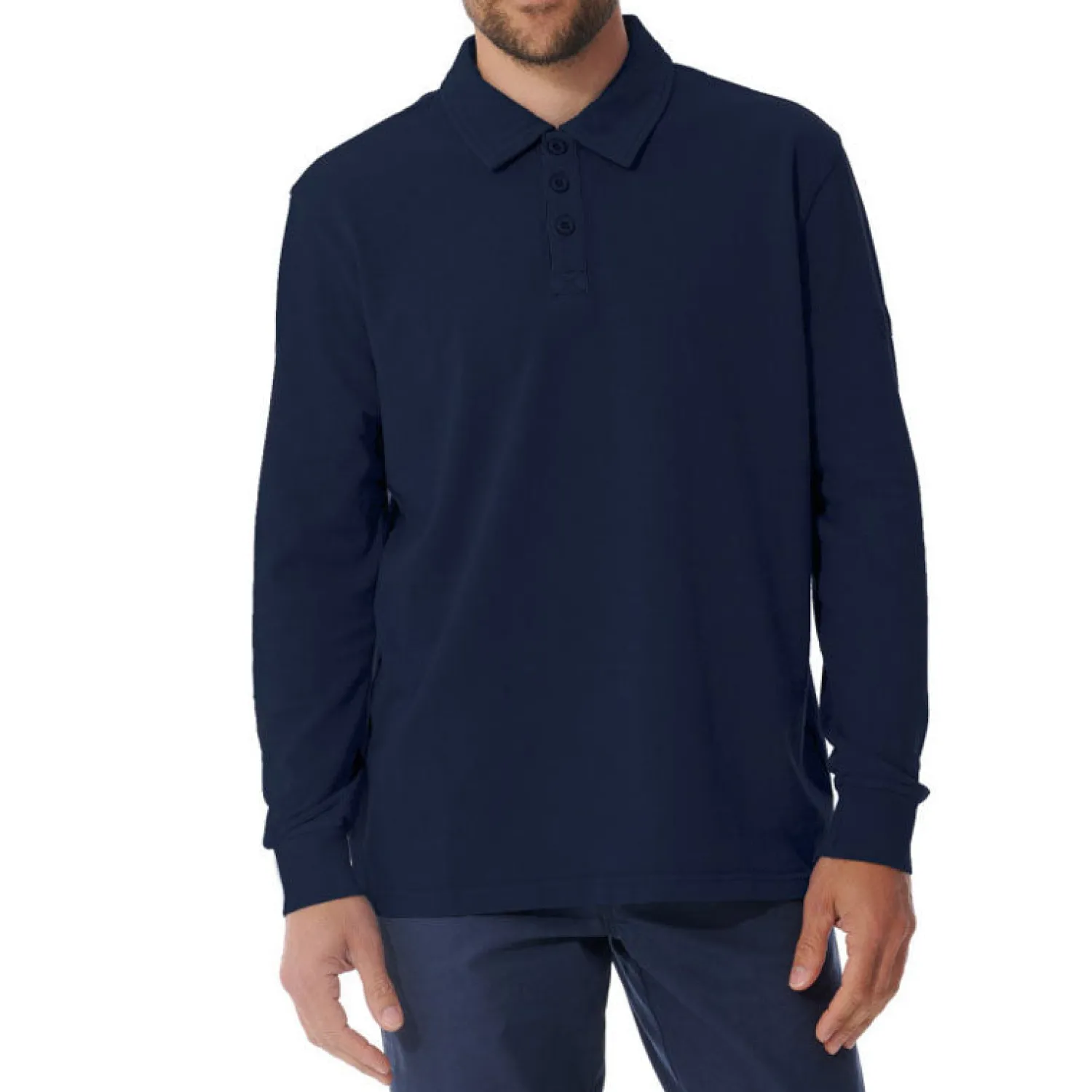 MOUSQUETON Arthur L/S Polo Shirt In Marine