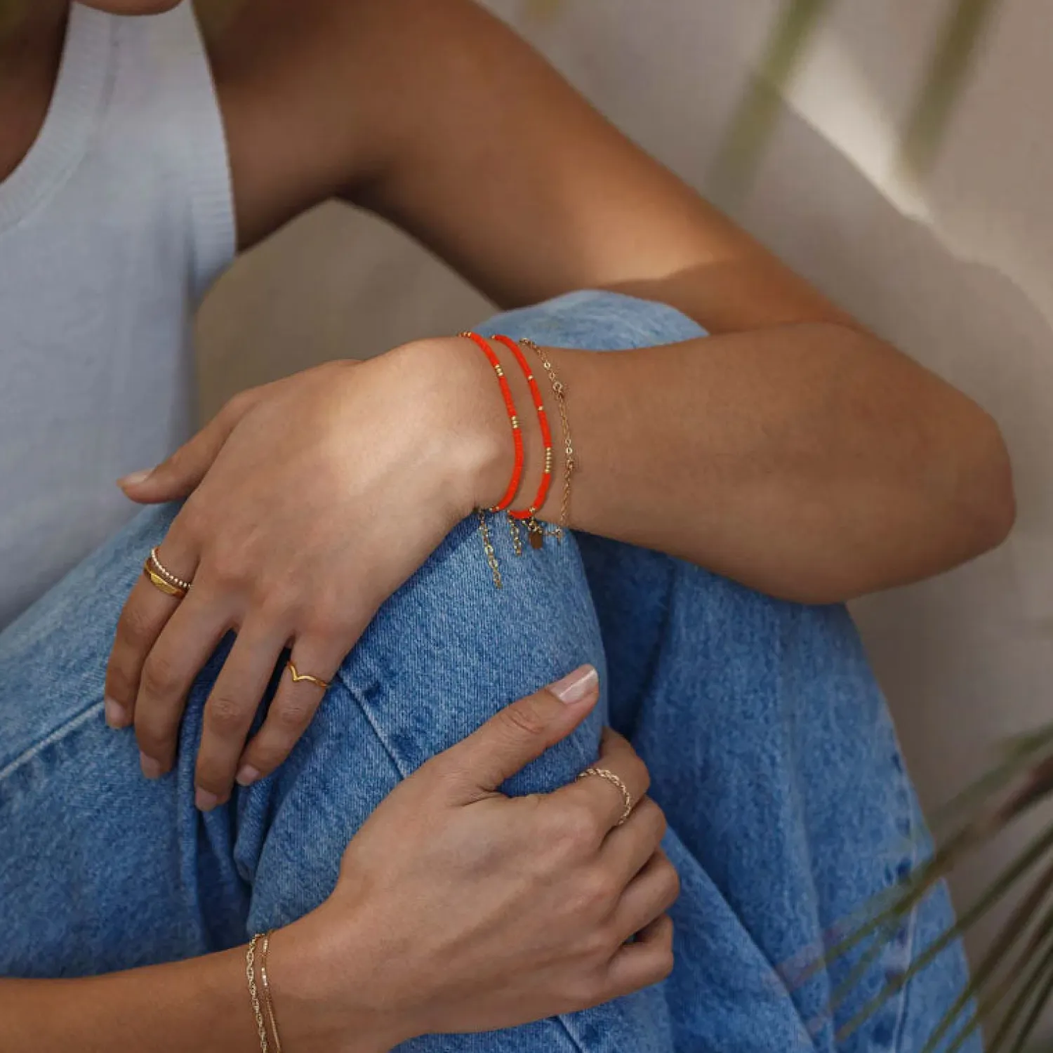 WANDERLUST LIFE Beaded Bracelet In Tangiers Orange