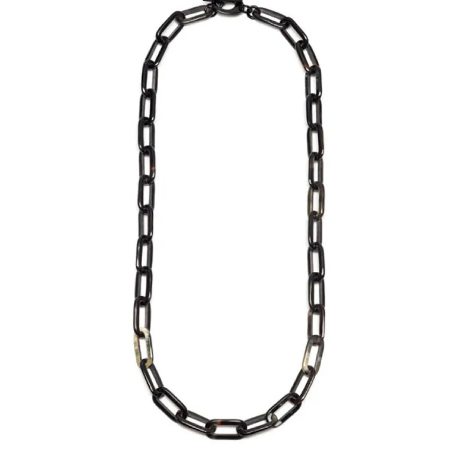 BRANCH JEWELLERY Black Natural Buffalo Horn Rectangular 90cm Long Link Necklace