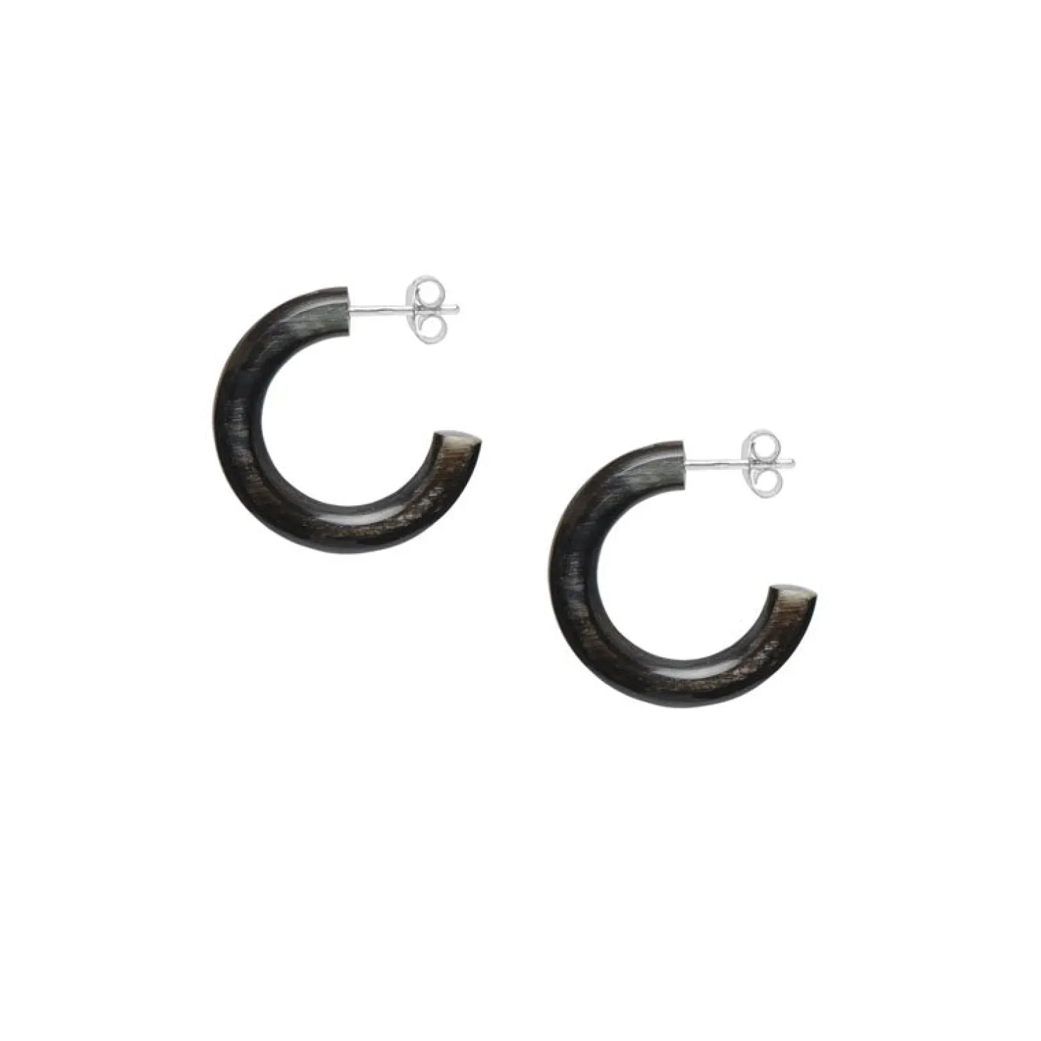 BRANCH JEWELLERY Black Natural Small Rounded Hoop Horn Earrings