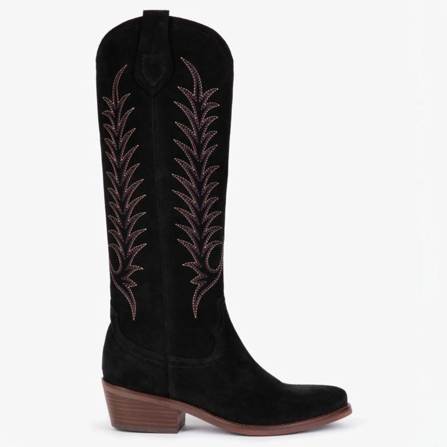 PENELOPE CHILVERS Blanca Suede Embroidered Boots In Black