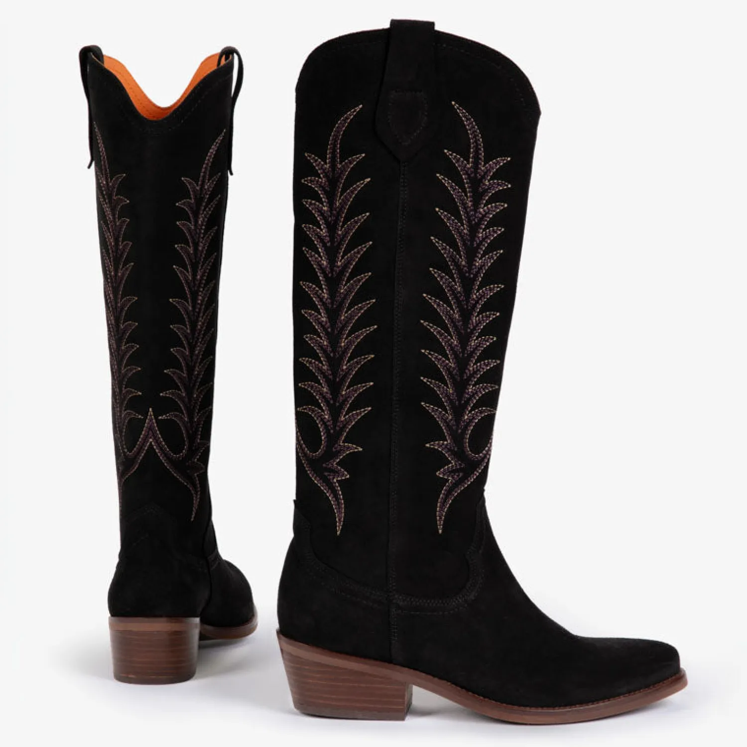 PENELOPE CHILVERS Blanca Suede Embroidered Boots In Black