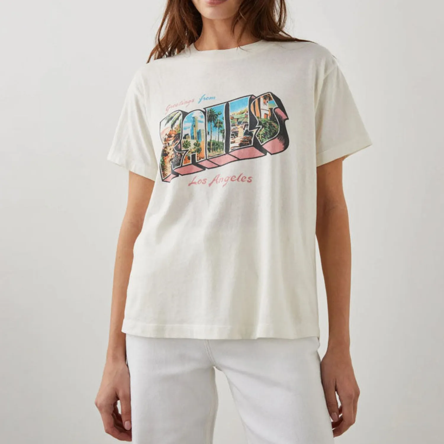 RAILS Boyfriend LA Postcard T Shirt In White