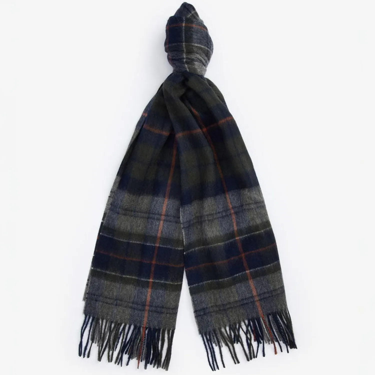 BARBOUR Brack Patchwork Tartan Scarf In Navy/Dark Ginger