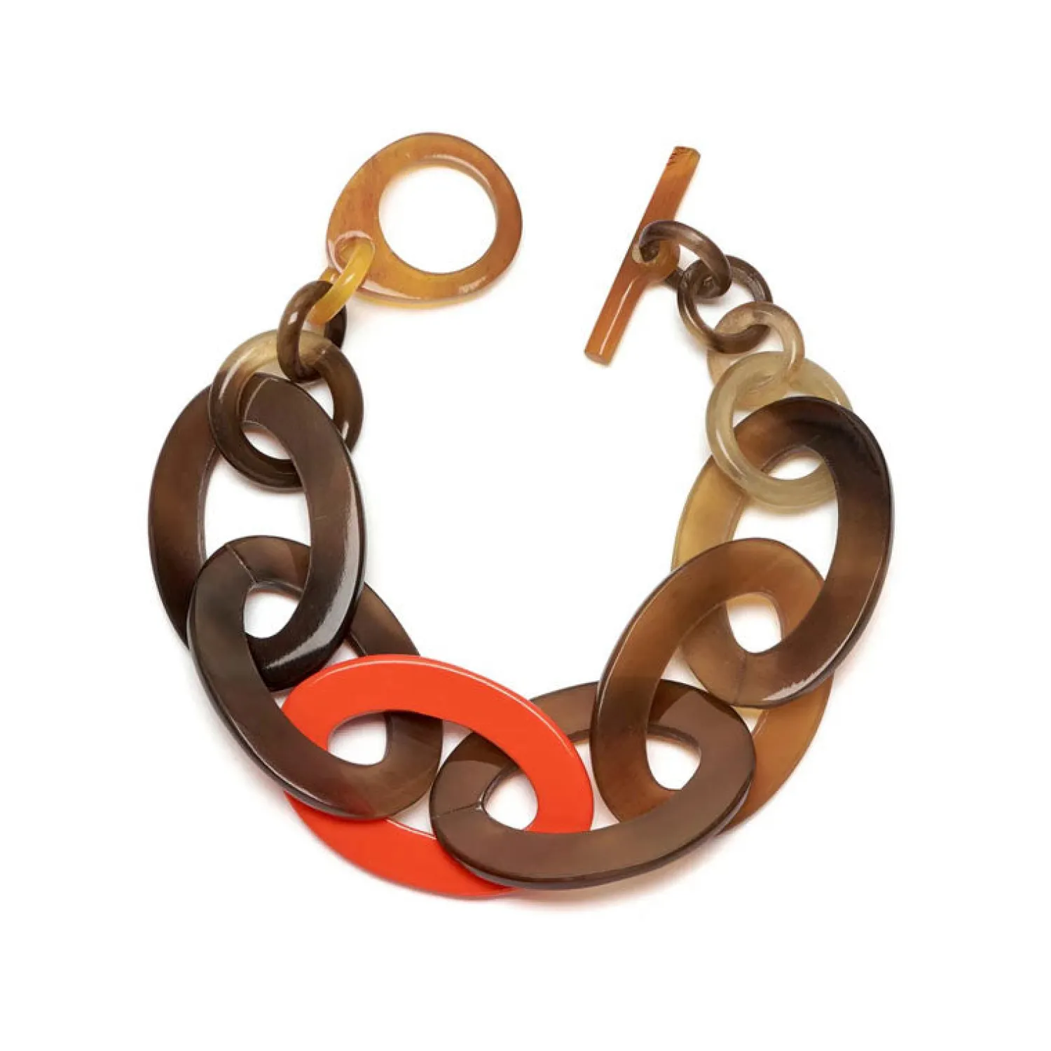 BRANCH JEWELLERY Brown Natural And Orange Horn Link Bracelets