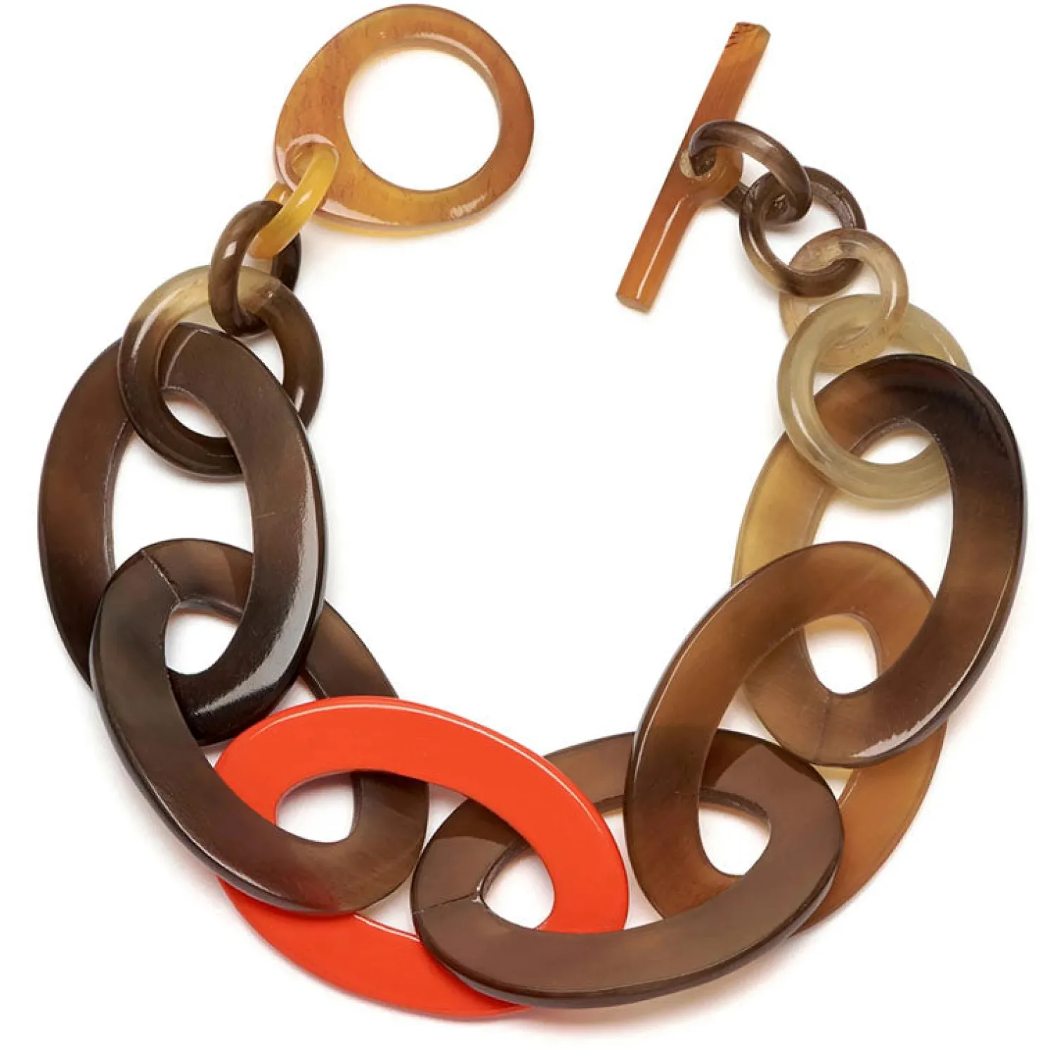 BRANCH JEWELLERY Brown Natural And Orange Horn Link Bracelets