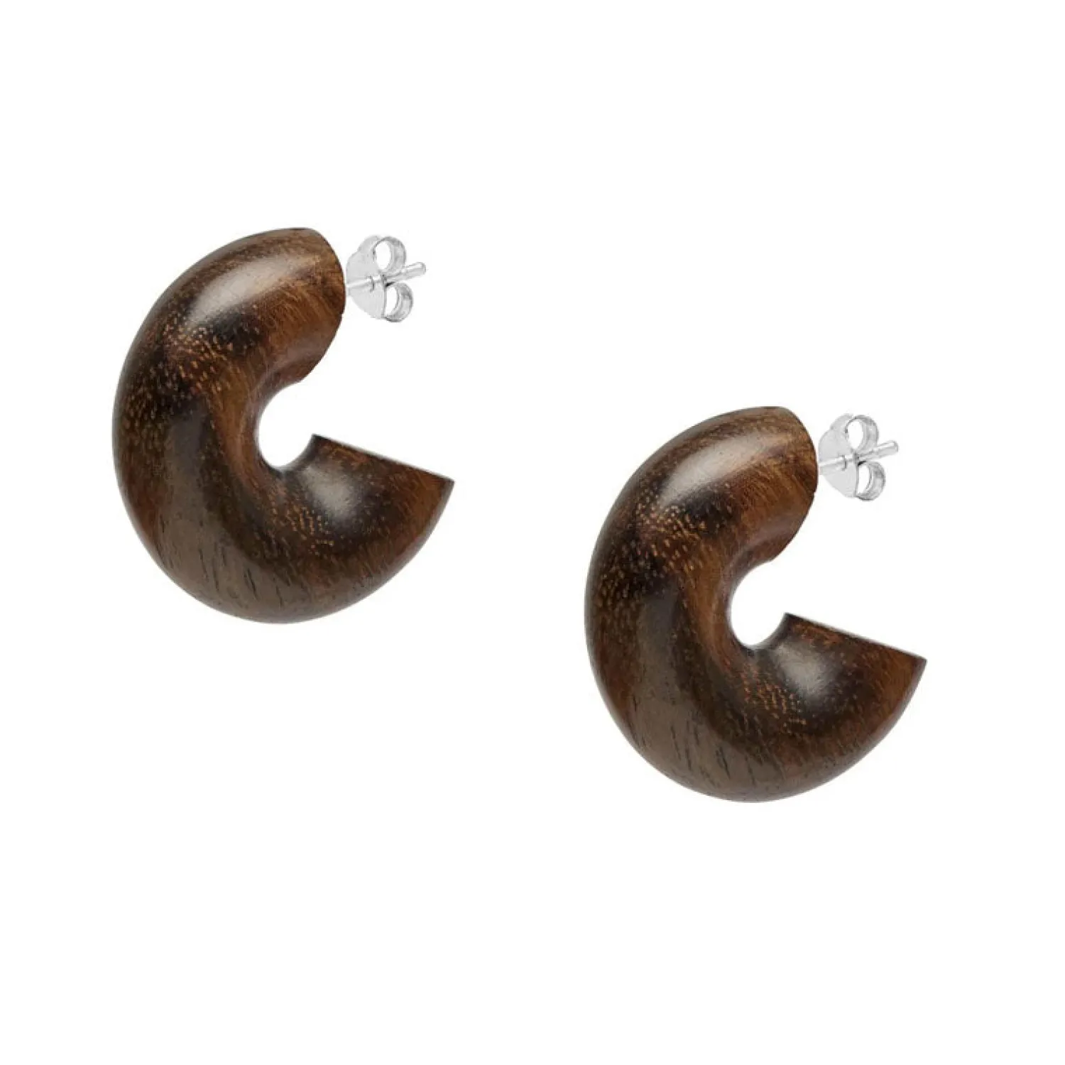 BRANCH JEWELLERY Brown Thick Wooden Hoop Earring