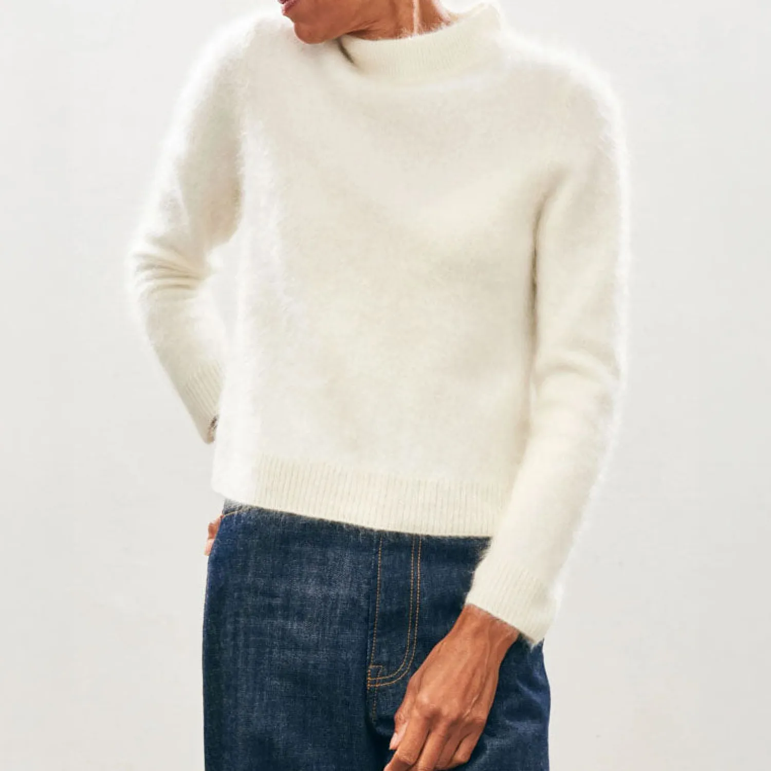 JUMPER1234 Brushed Turtle Neck Knit In Cream