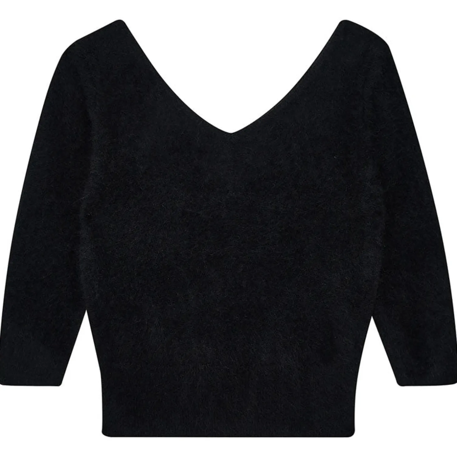 JUMPER1234 Brushed Vee Knit In Black