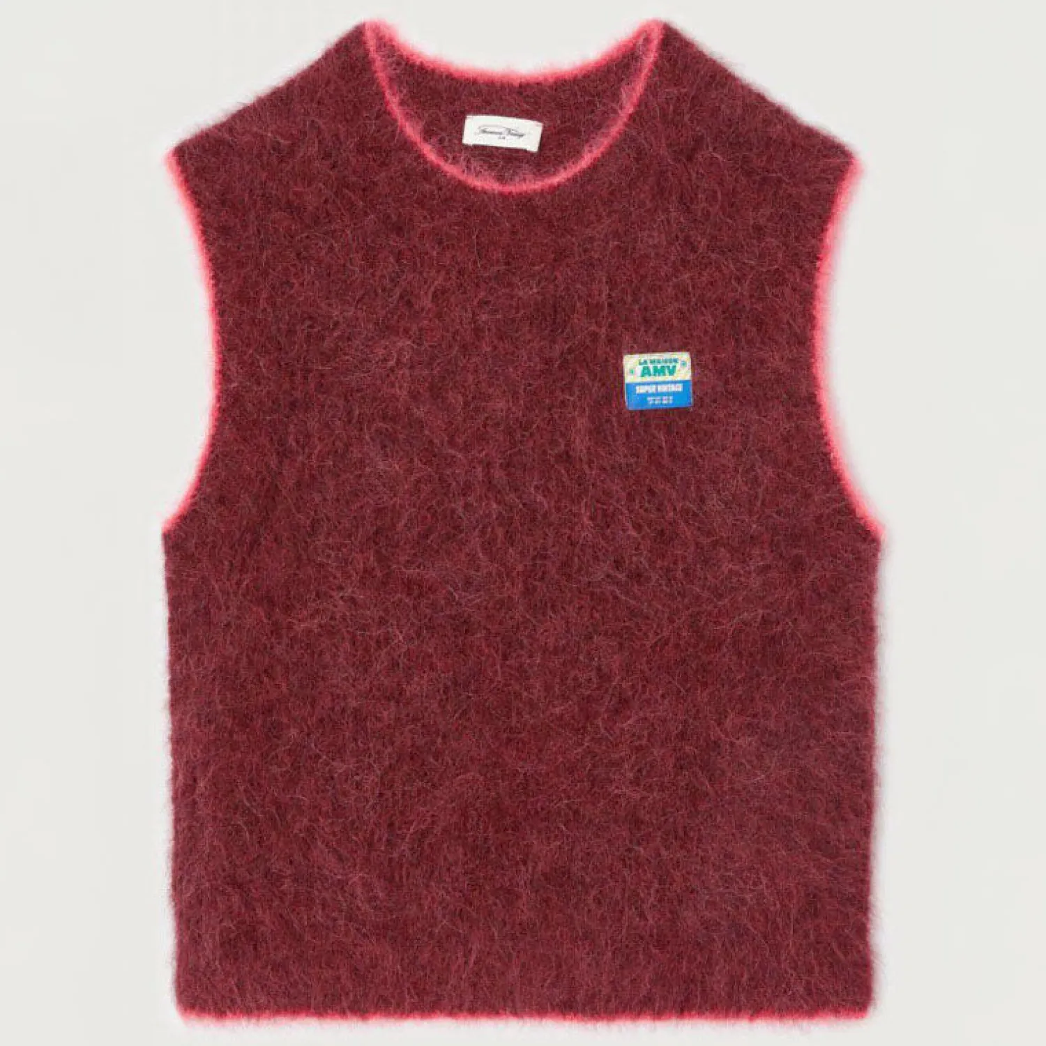 AMERICAN VINTAGE BYMI Round Neck Knit In Bordeaux Chine Noir