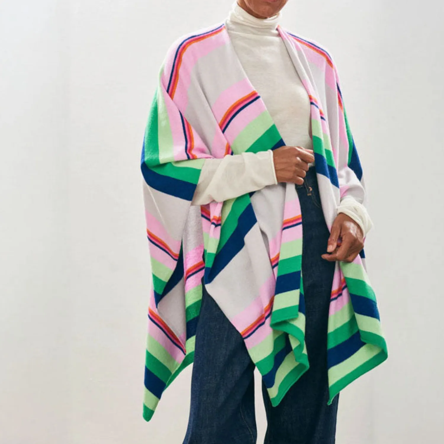 JUMPER1234 Cabana Stripe Wrap Cardigan In Multi