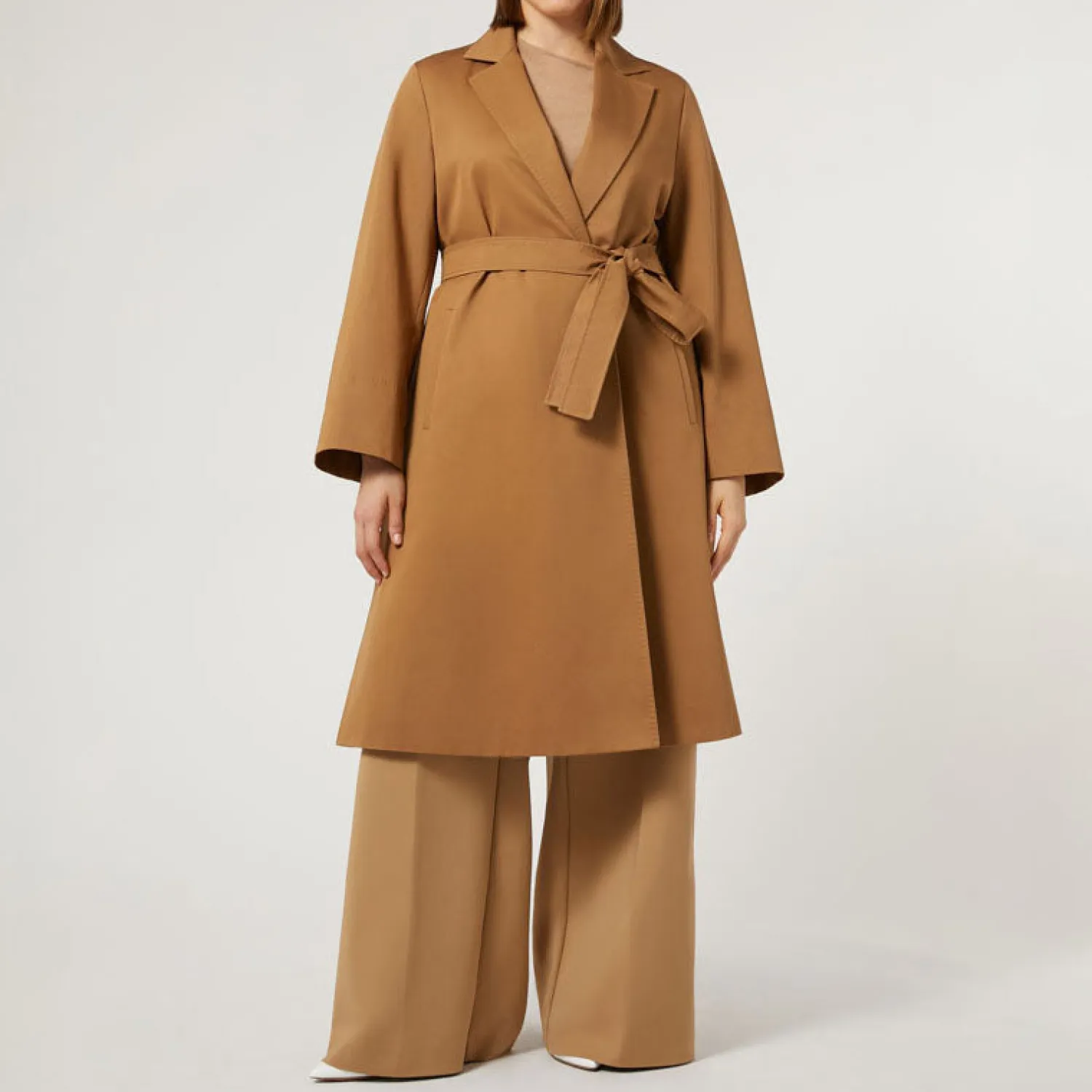 MARINA RINALDI Candido Water-Repellent Gabardine Trench Coat In Camel