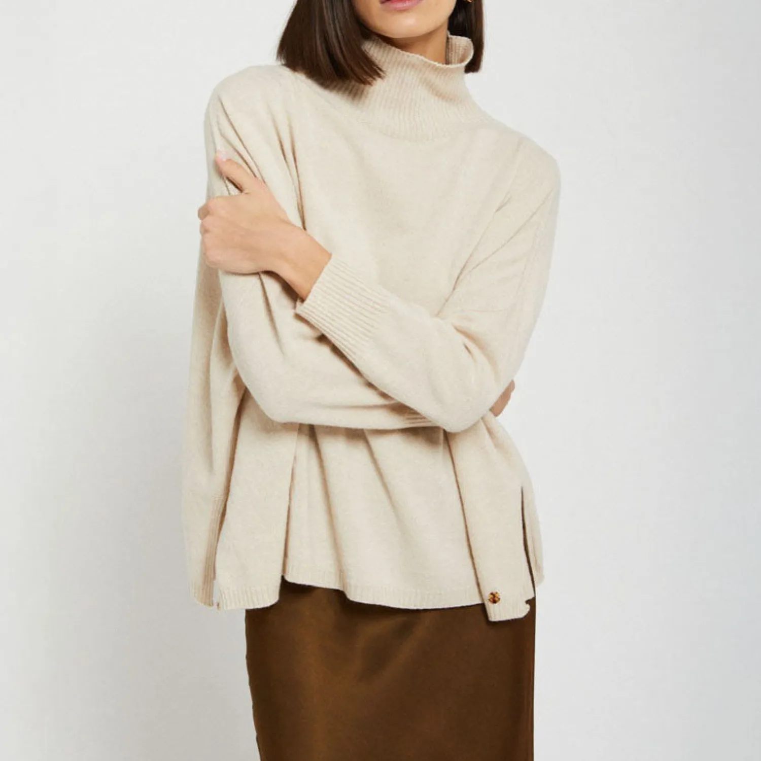 OTTOD AME Cashmere Blend Flared Jumper In Ecru