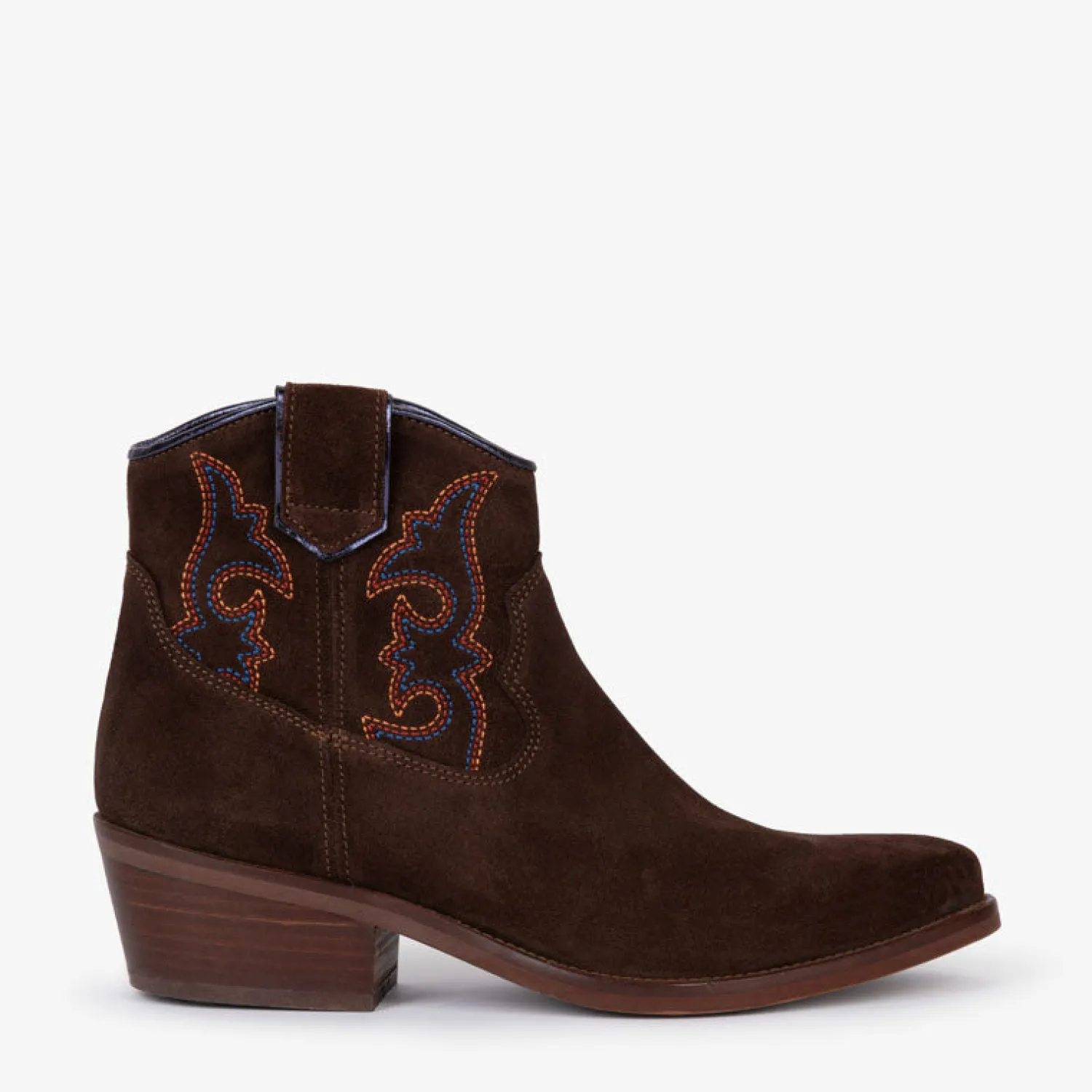 PENELOPE CHILVERS Cassidy Suede Embroidered Boots In Bitter Chocolate