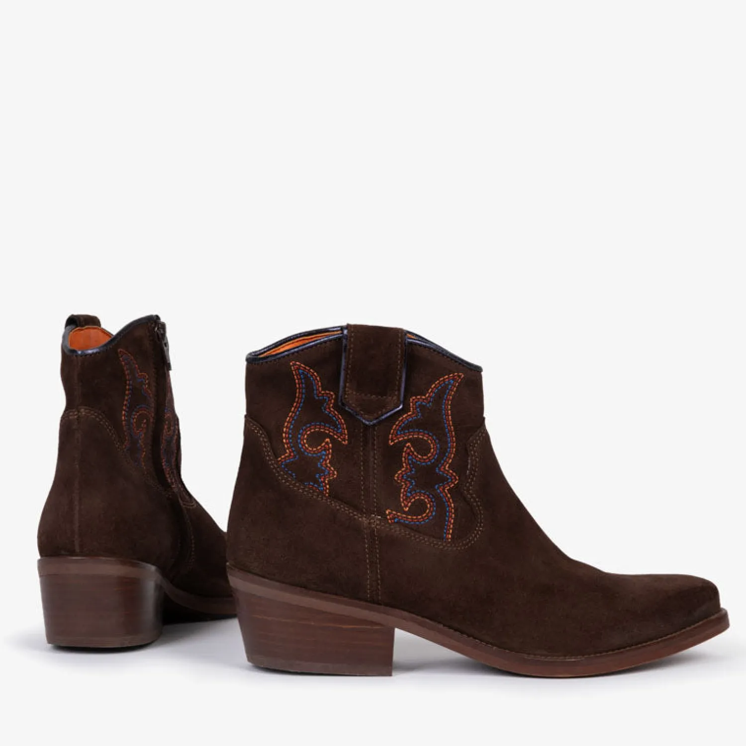 PENELOPE CHILVERS Cassidy Suede Embroidered Boots In Bitter Chocolate