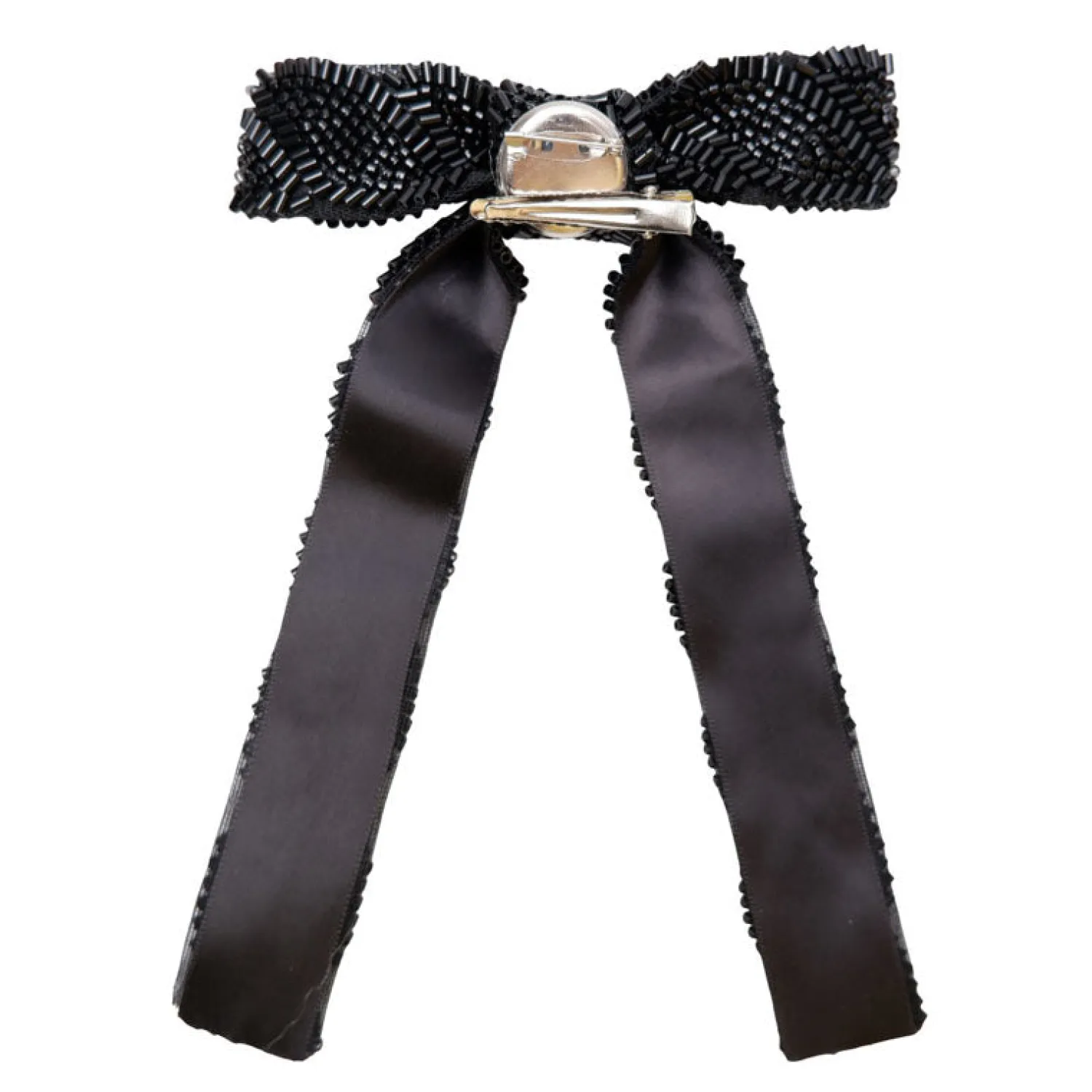 BLACK COLOUR Cavarly 2 In 1 Bow Brooch In Black