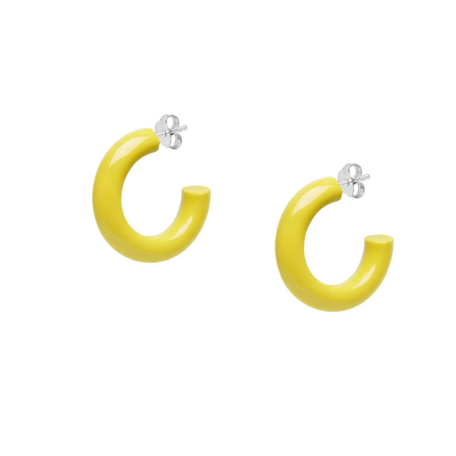 BRANCH JEWELLERY Chartreuse Small Rounded Hoop Horn Earrings