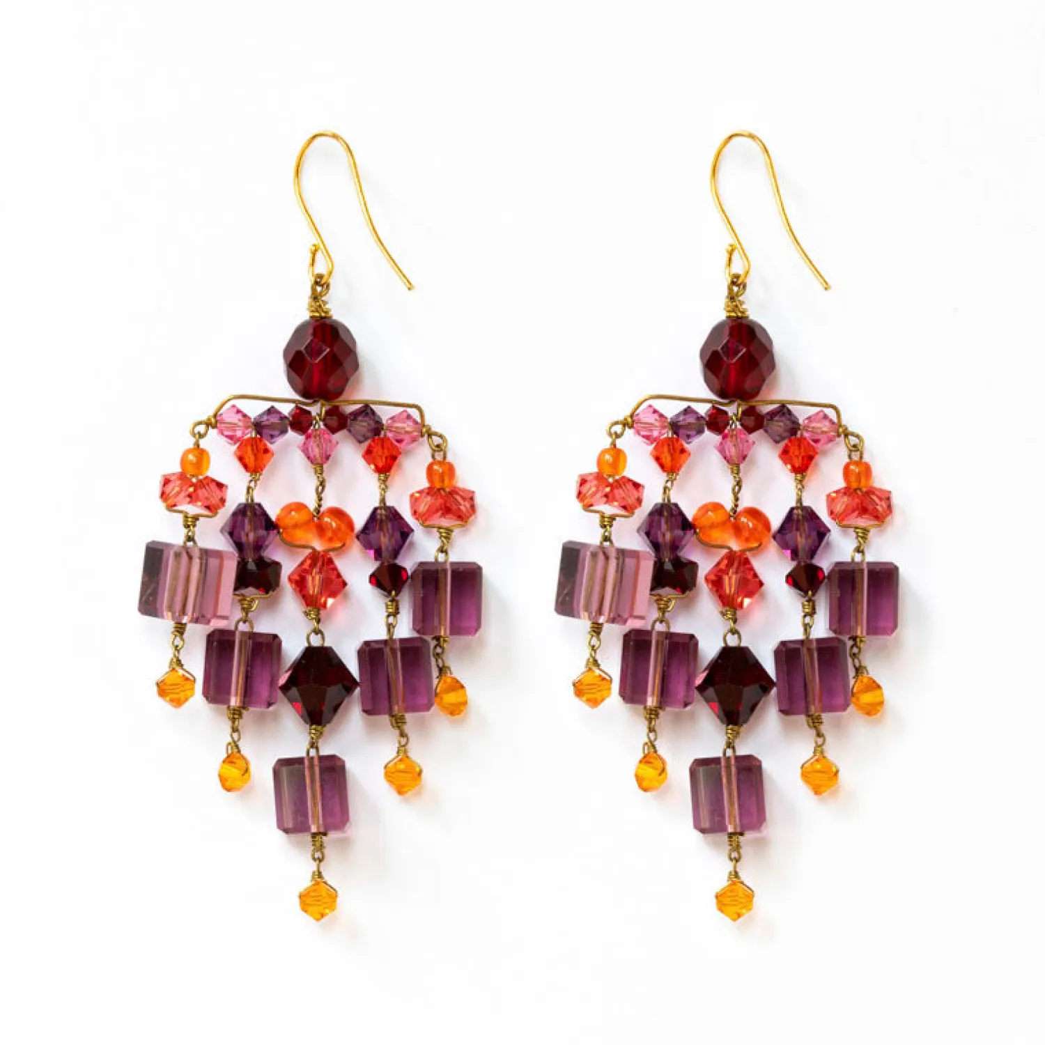 PHILIPPA KUNISCH Chime Earrings In Purple/Orange/Pink