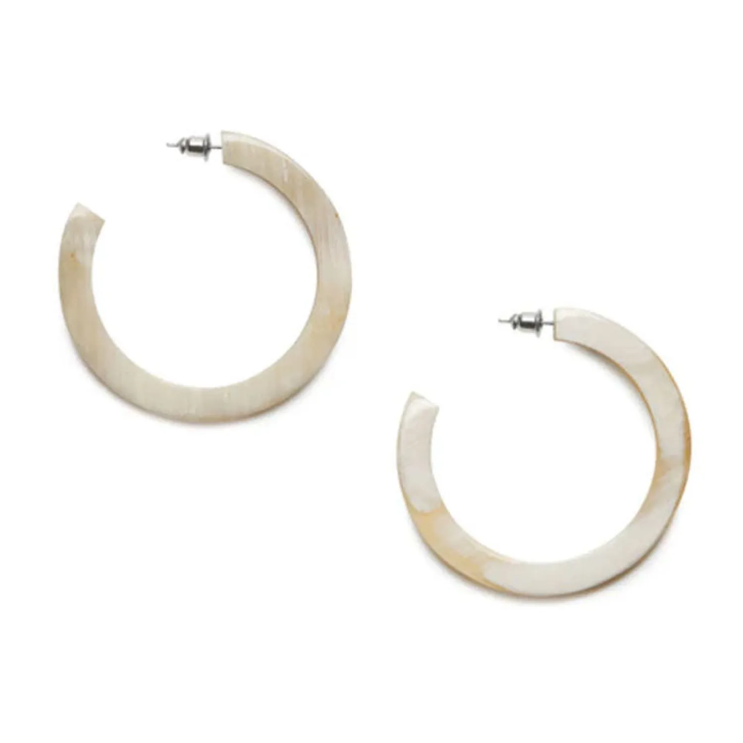 BRANCH JEWELLERY Classic Horn Hoop Earrings In White/Natural