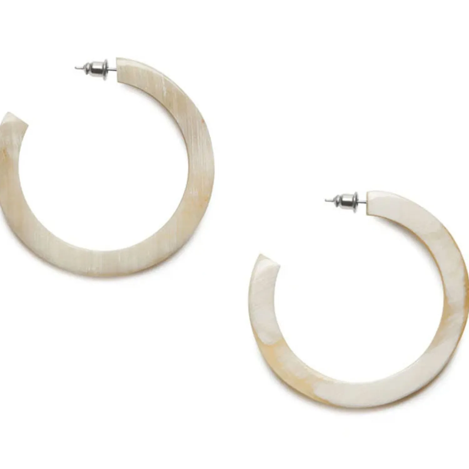 BRANCH JEWELLERY Classic Horn Hoop Earrings In White/Natural