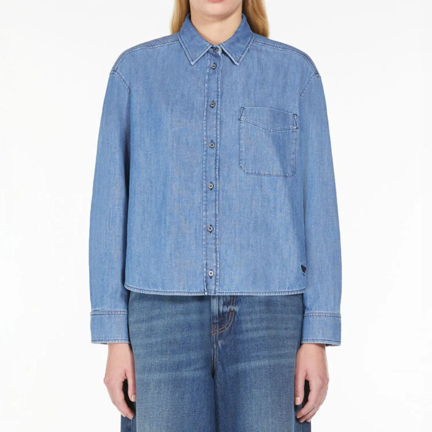 WEEKEND MAXMARA Clio Cotton Denim Shirt In Navy