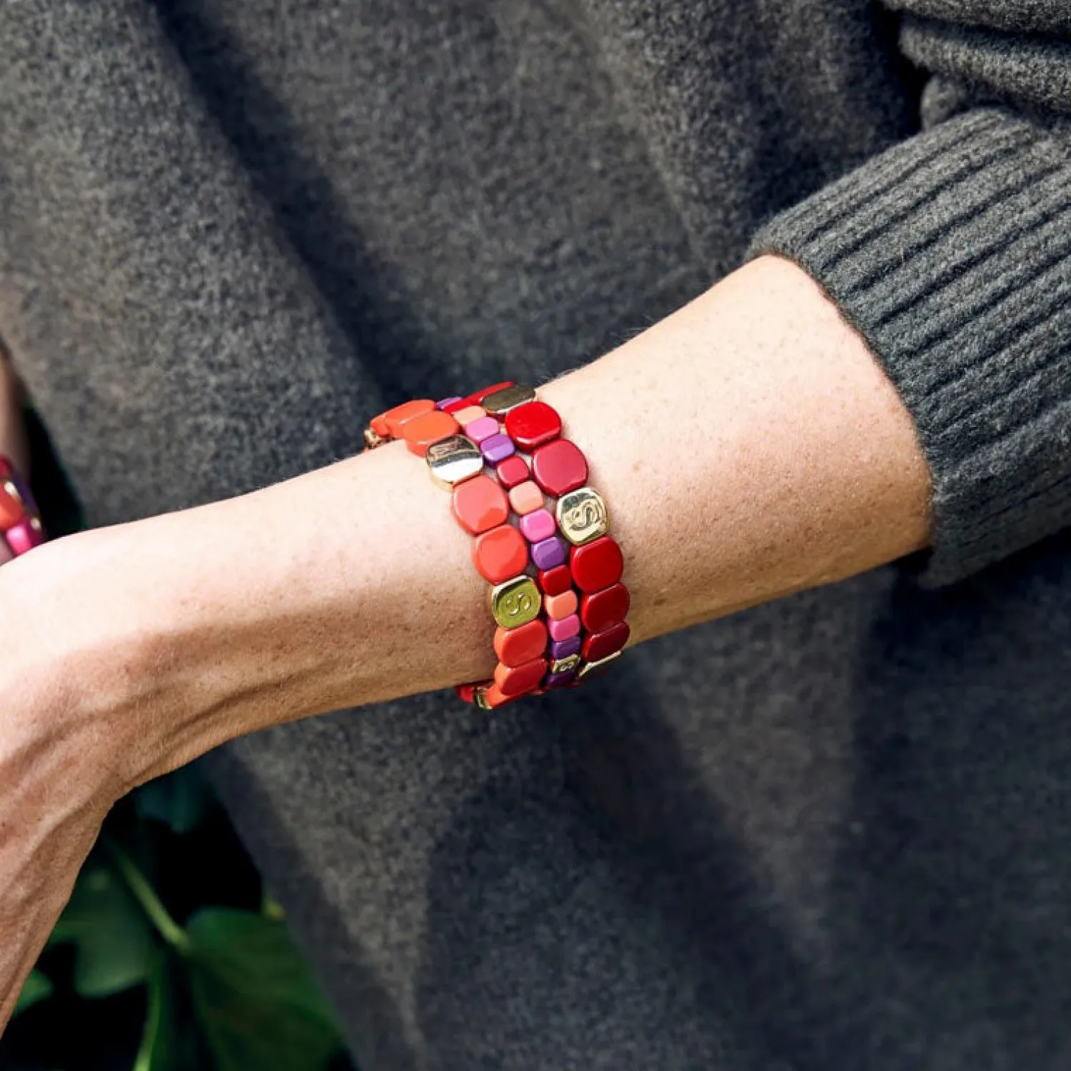 SIMONE A BORDEAUX Colourful Bracelet In Rust