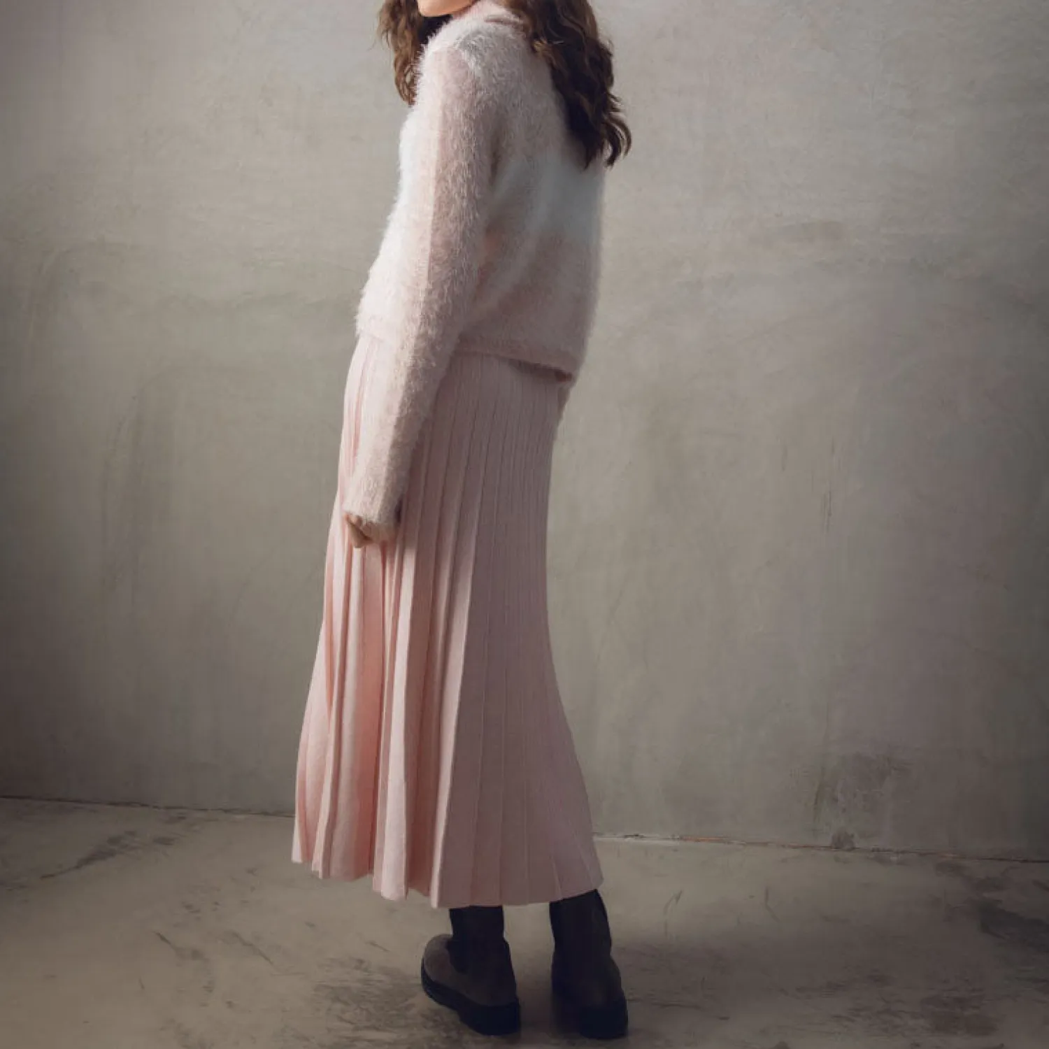 MARBLE Contrast Roll Neck Sweater In Pink Mix