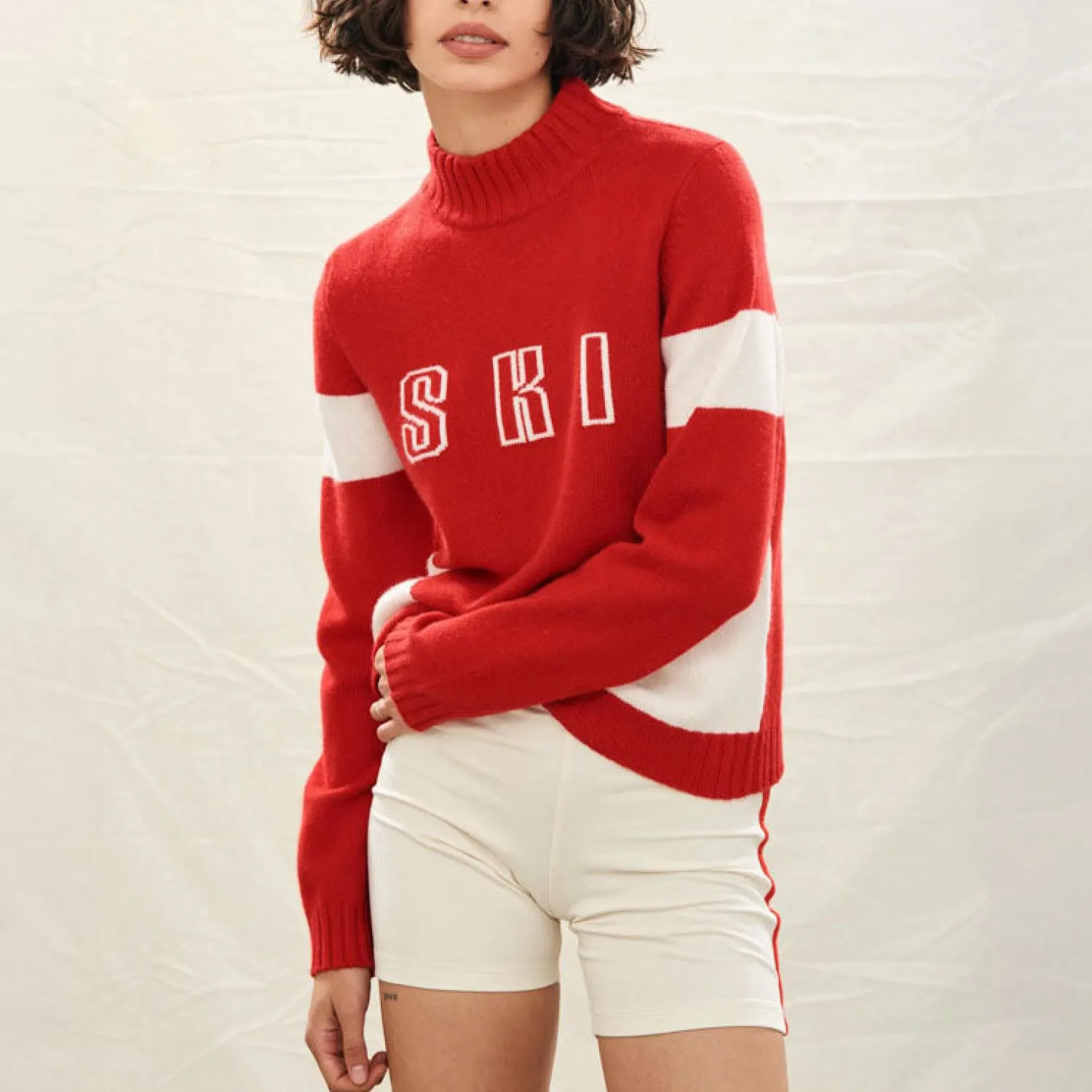 JUMPER1234 Contrast Ski Turtle In Red/White