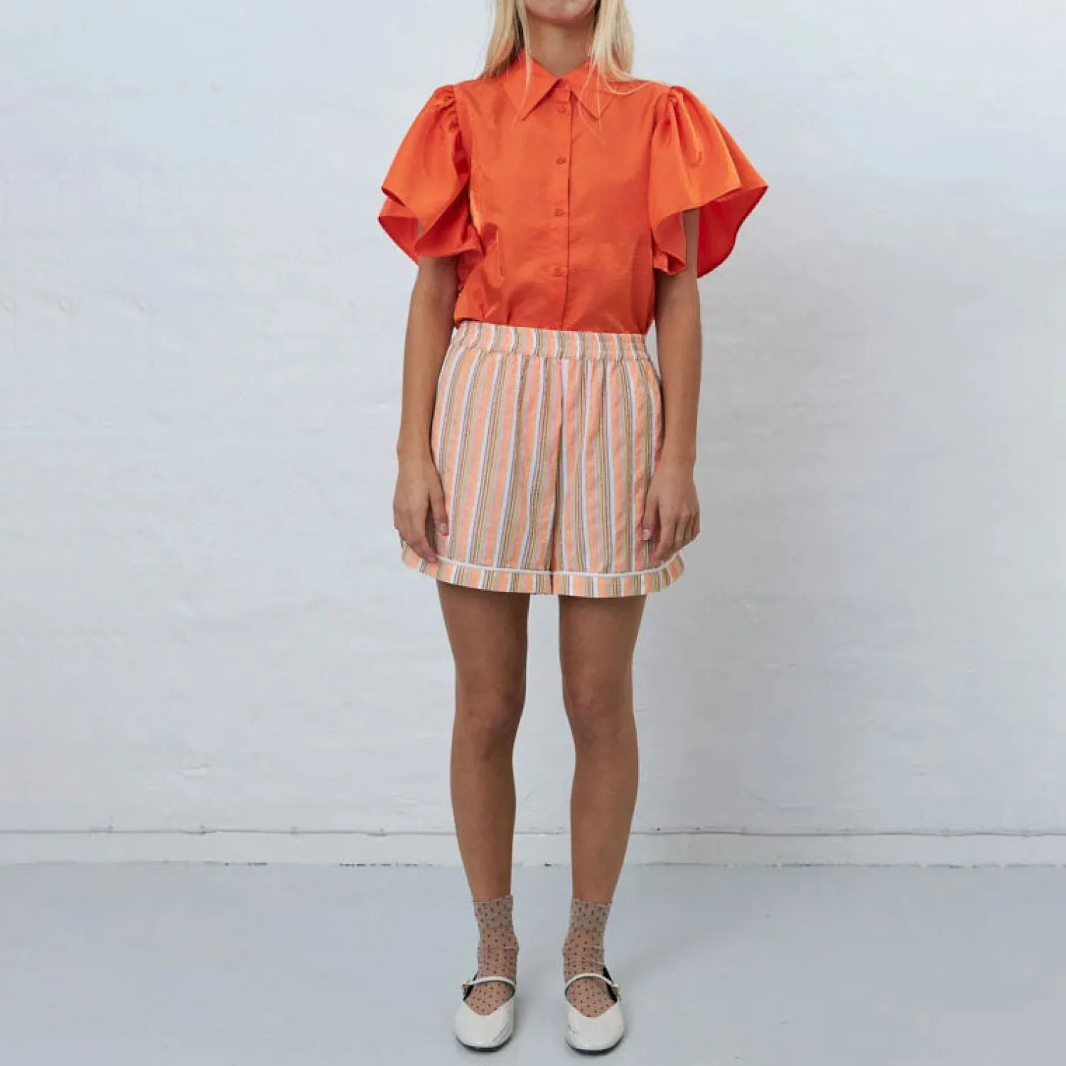 STELLA NOVA Cotton Pyjama Shorts In Sunshine Orange