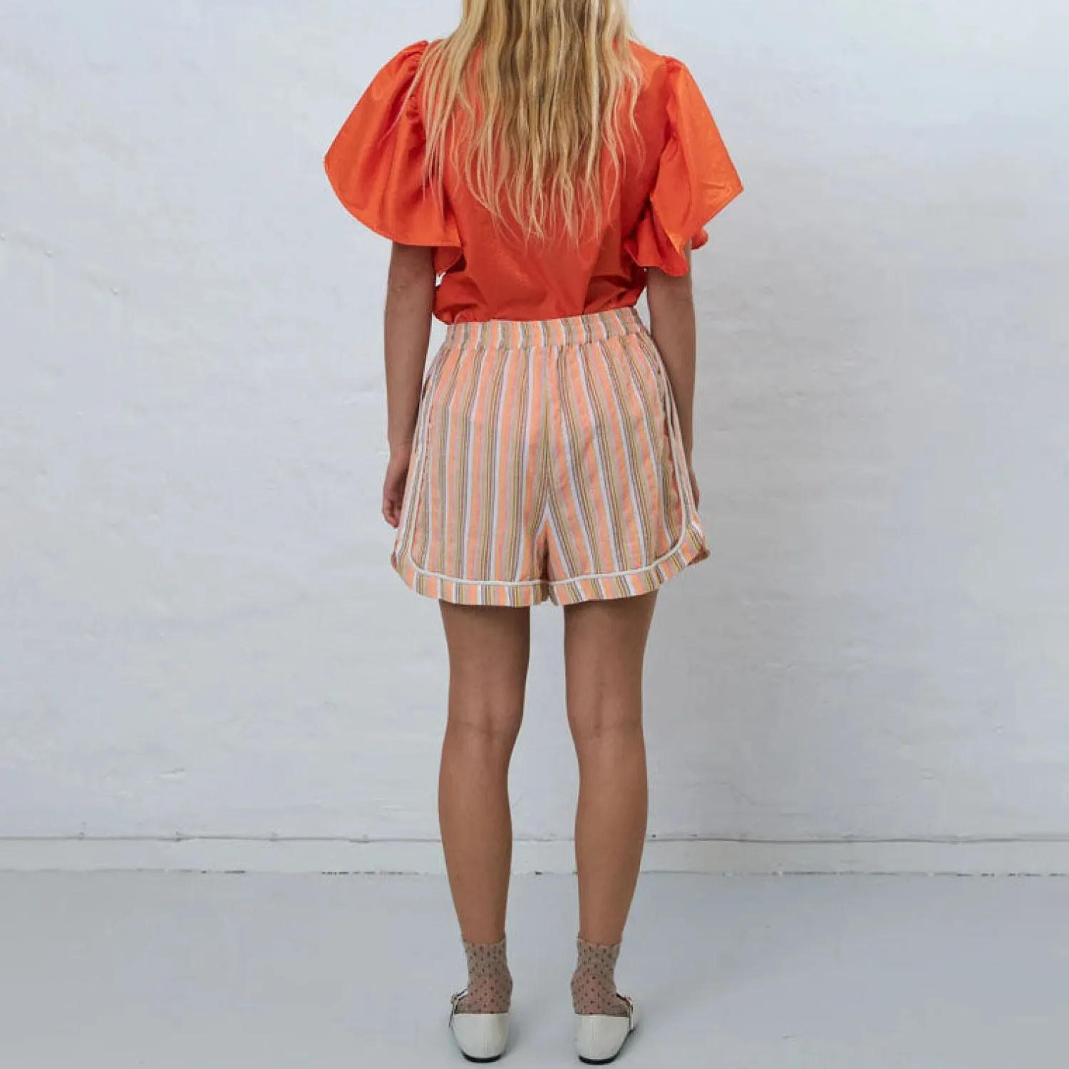 STELLA NOVA Cotton Pyjama Shorts In Sunshine Orange