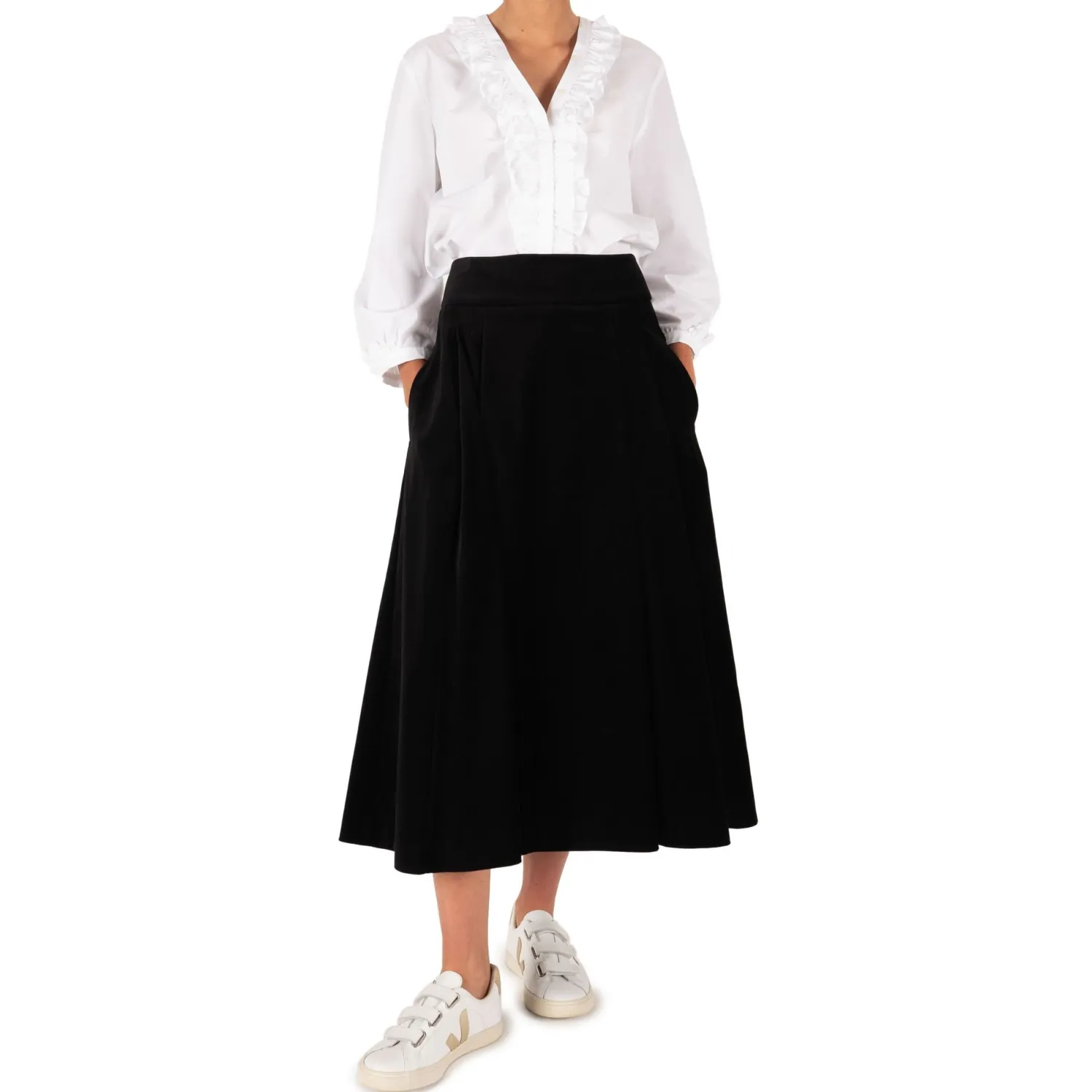 S MAX MARA Crema Cotton Velvet Skirt In Black