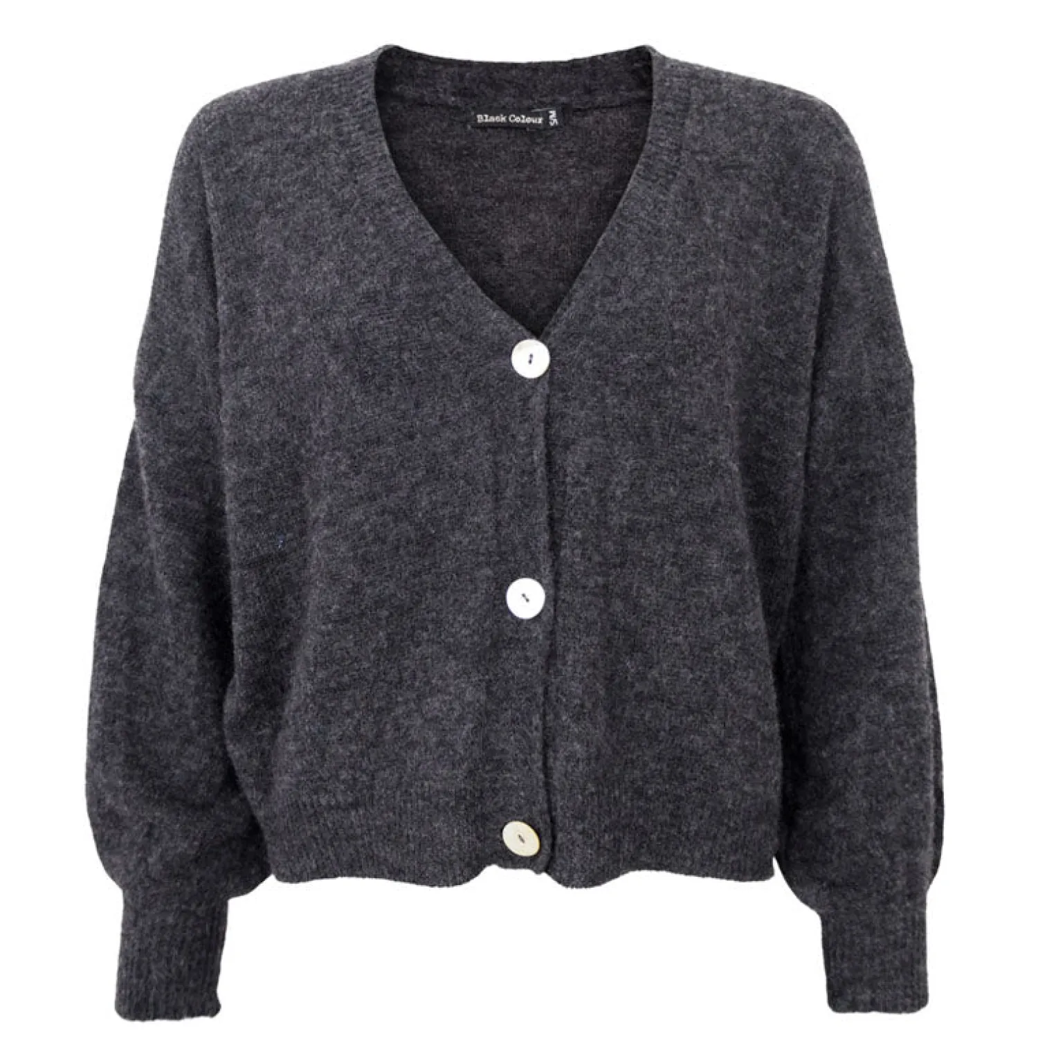 BLACK COLOUR Dell Heavy Knit Cardigan In Charcoal