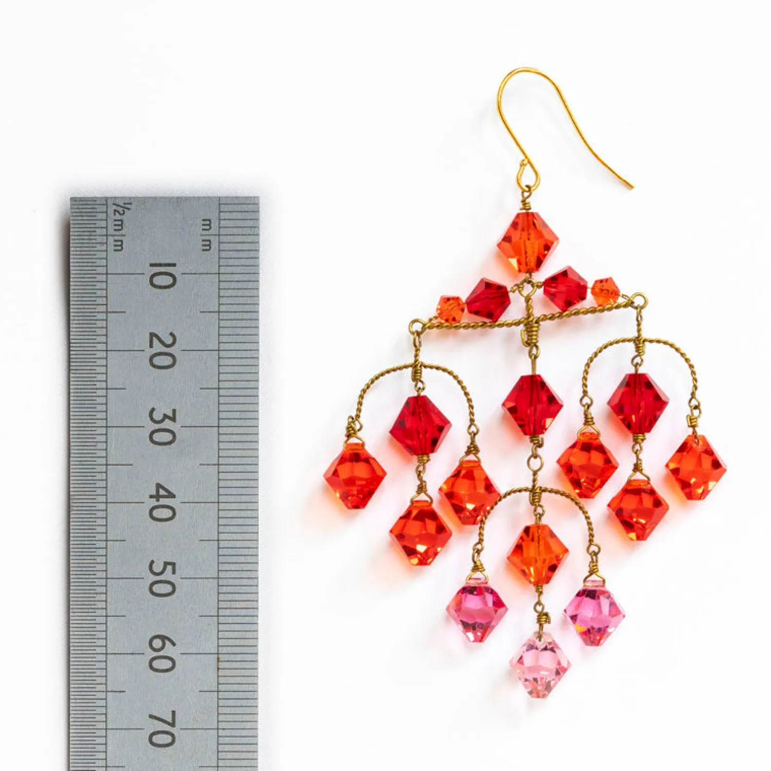 PHILIPPA KUNISCH Diamond Earrings In Red/Orange/Pink