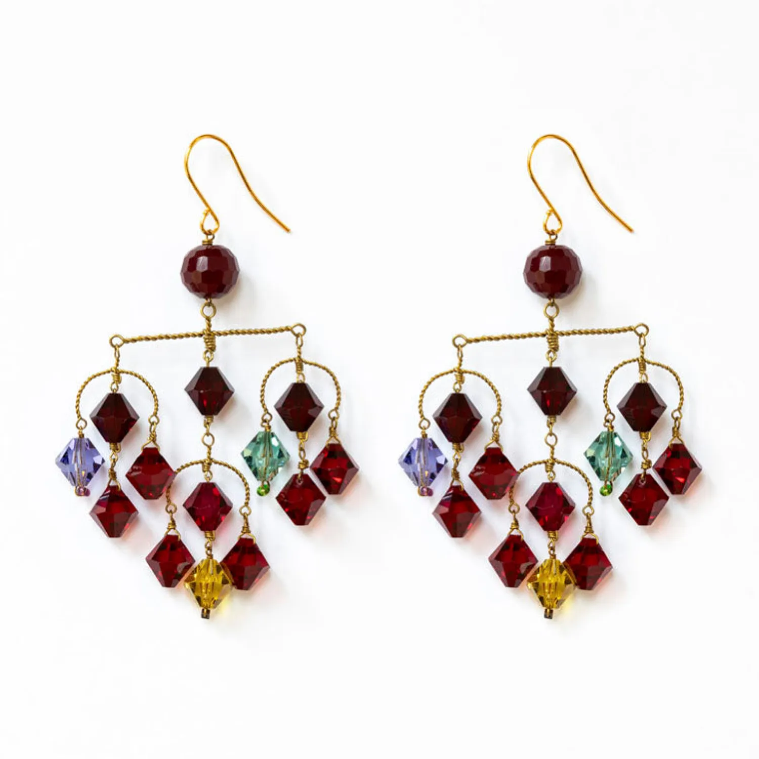 PHILIPPA KUNISCH Diamond Earrings In Red/Yellow/Lilac/Green