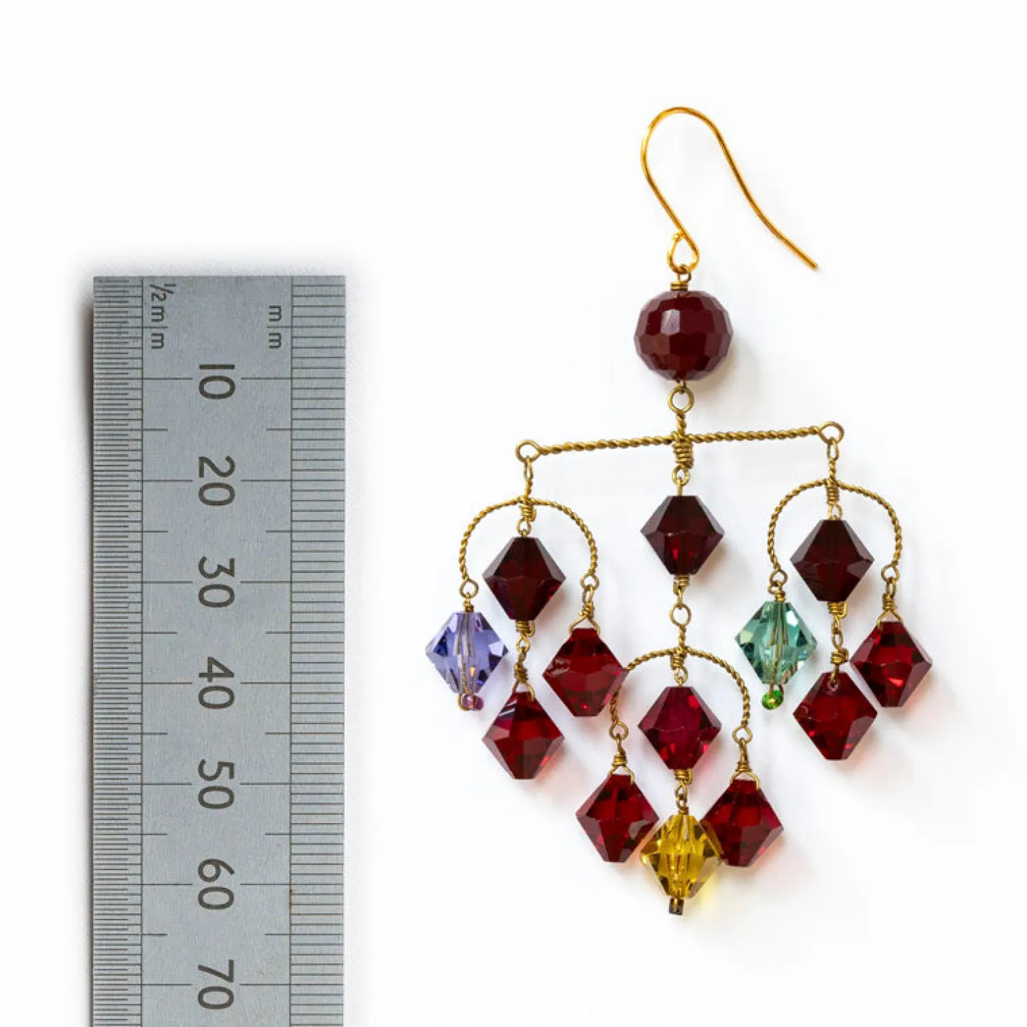 PHILIPPA KUNISCH Diamond Earrings In Red/Yellow/Lilac/Green