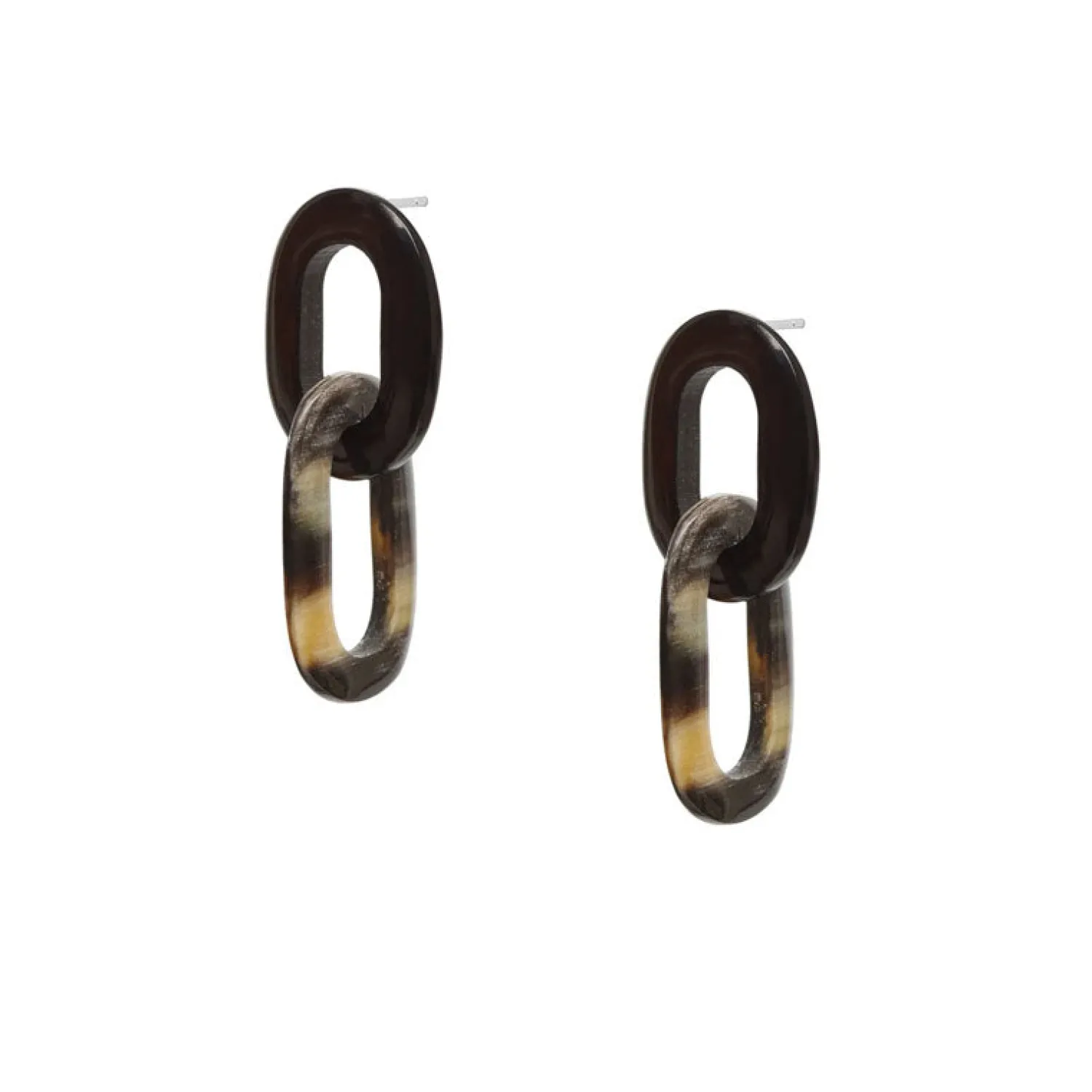 BRANCH JEWELLERY Double Link Earrings In Black/Natural