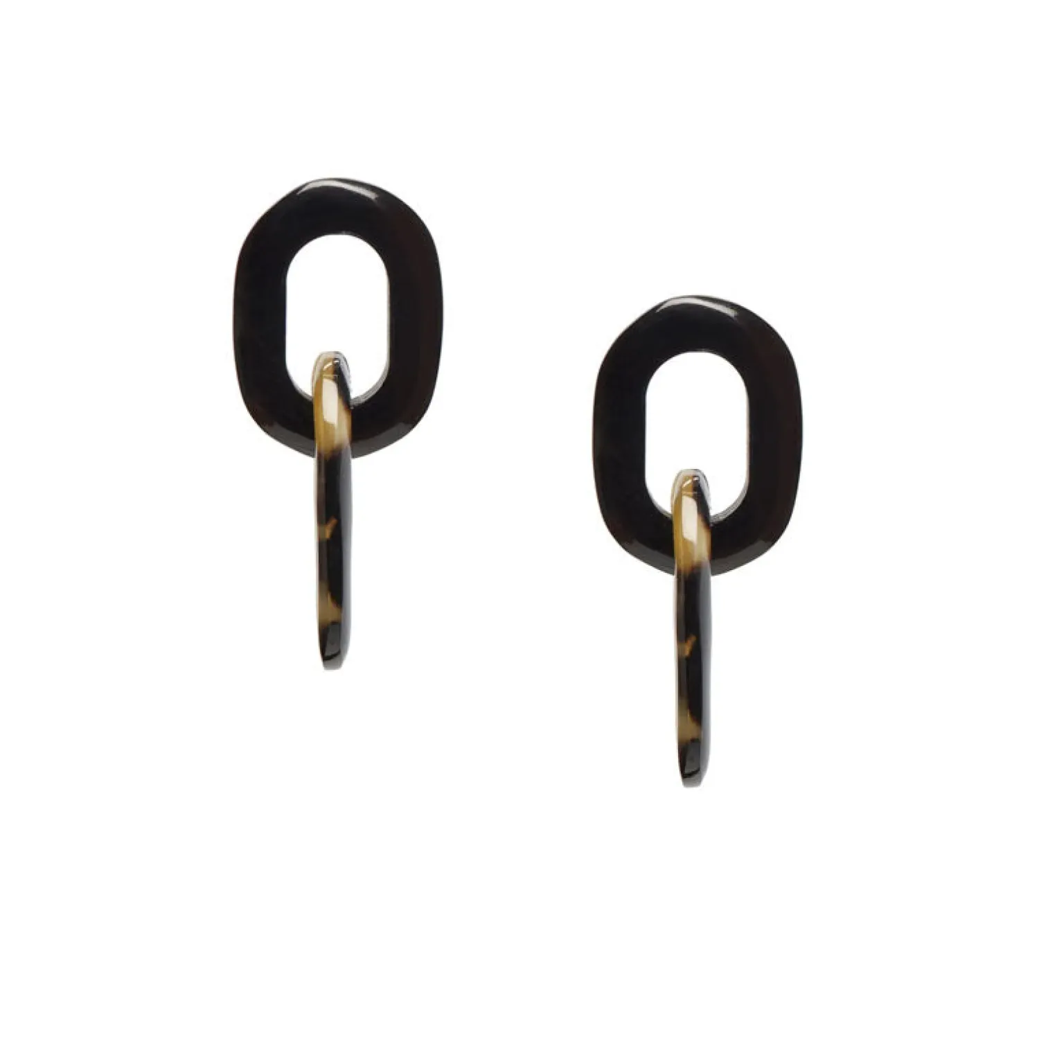 BRANCH JEWELLERY Double Link Earrings In Black/Natural