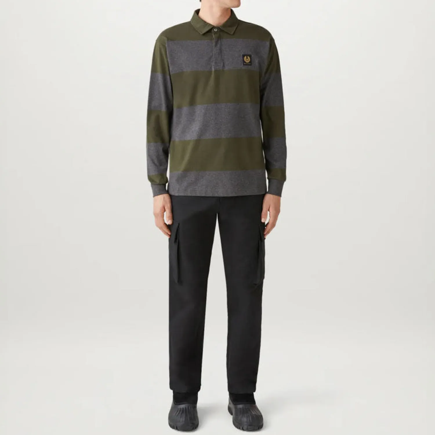 BELSTAFF Drum L/S Polo Shirt In Tile Green/Charcoal Heather