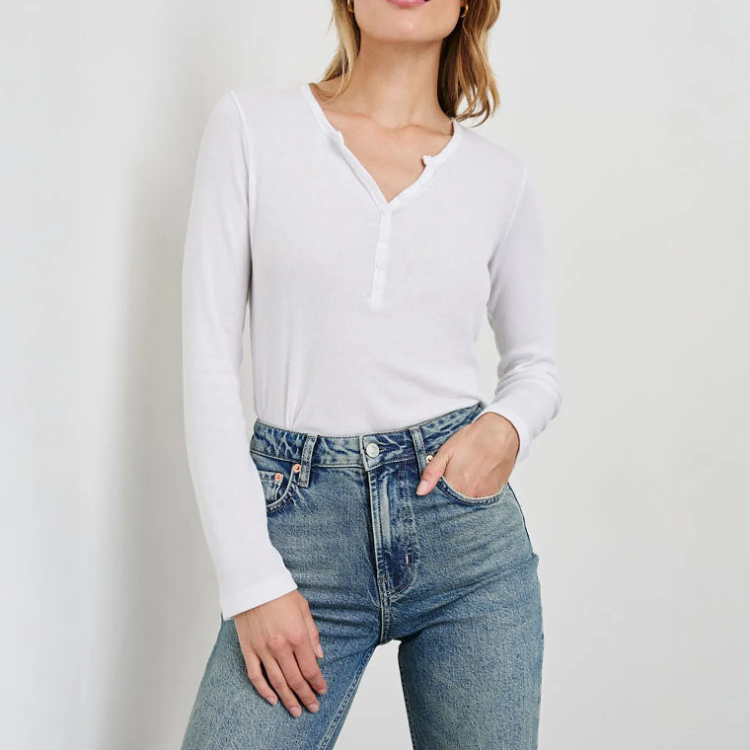 RAILS Easy Henley T Shirt In White