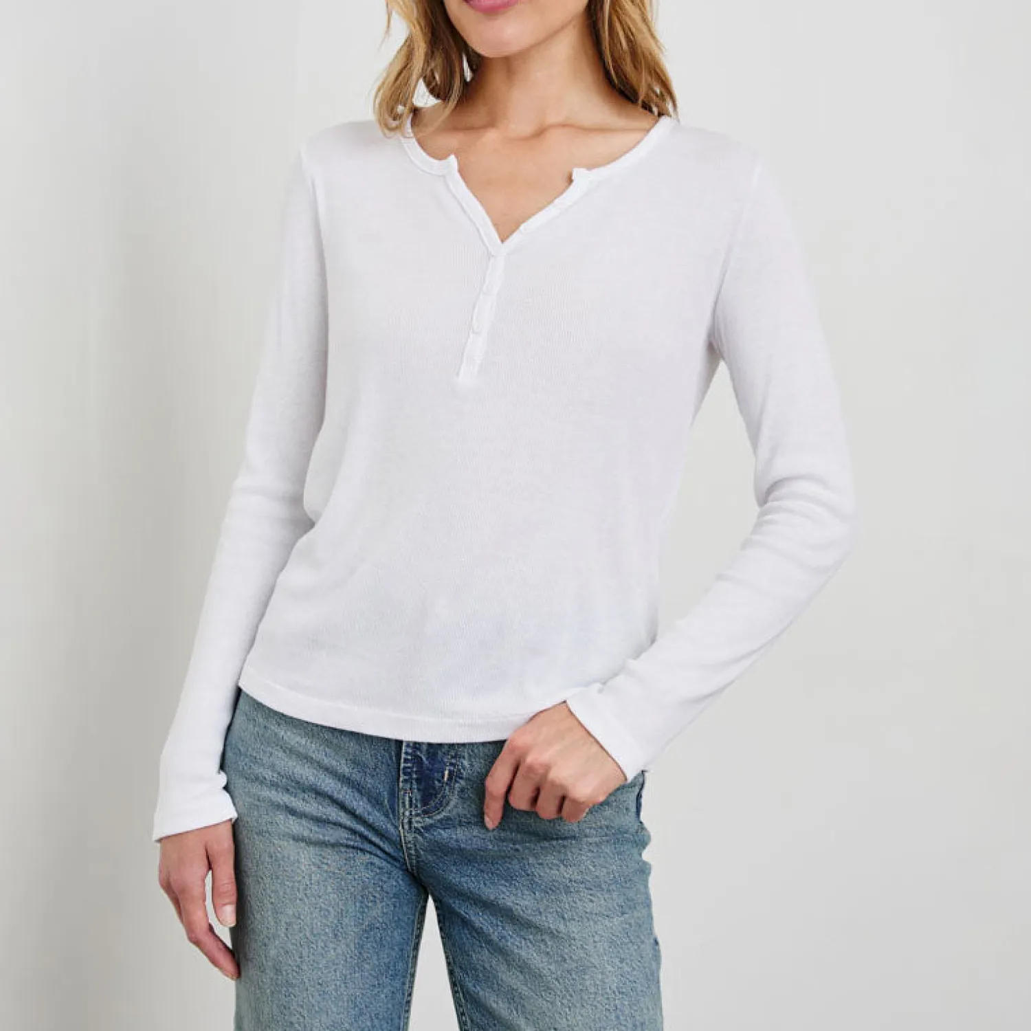 RAILS Easy Henley T Shirt In White