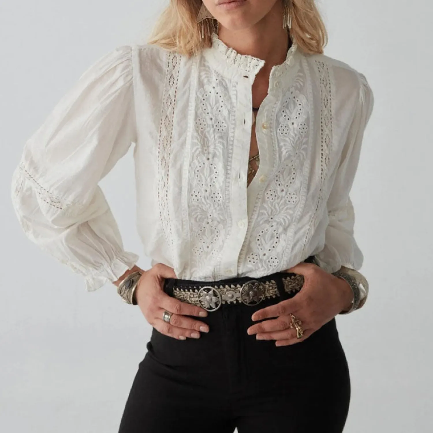 MAISON HOTEL Emanuelle Winter Blossom Blouse In Pana Cotta