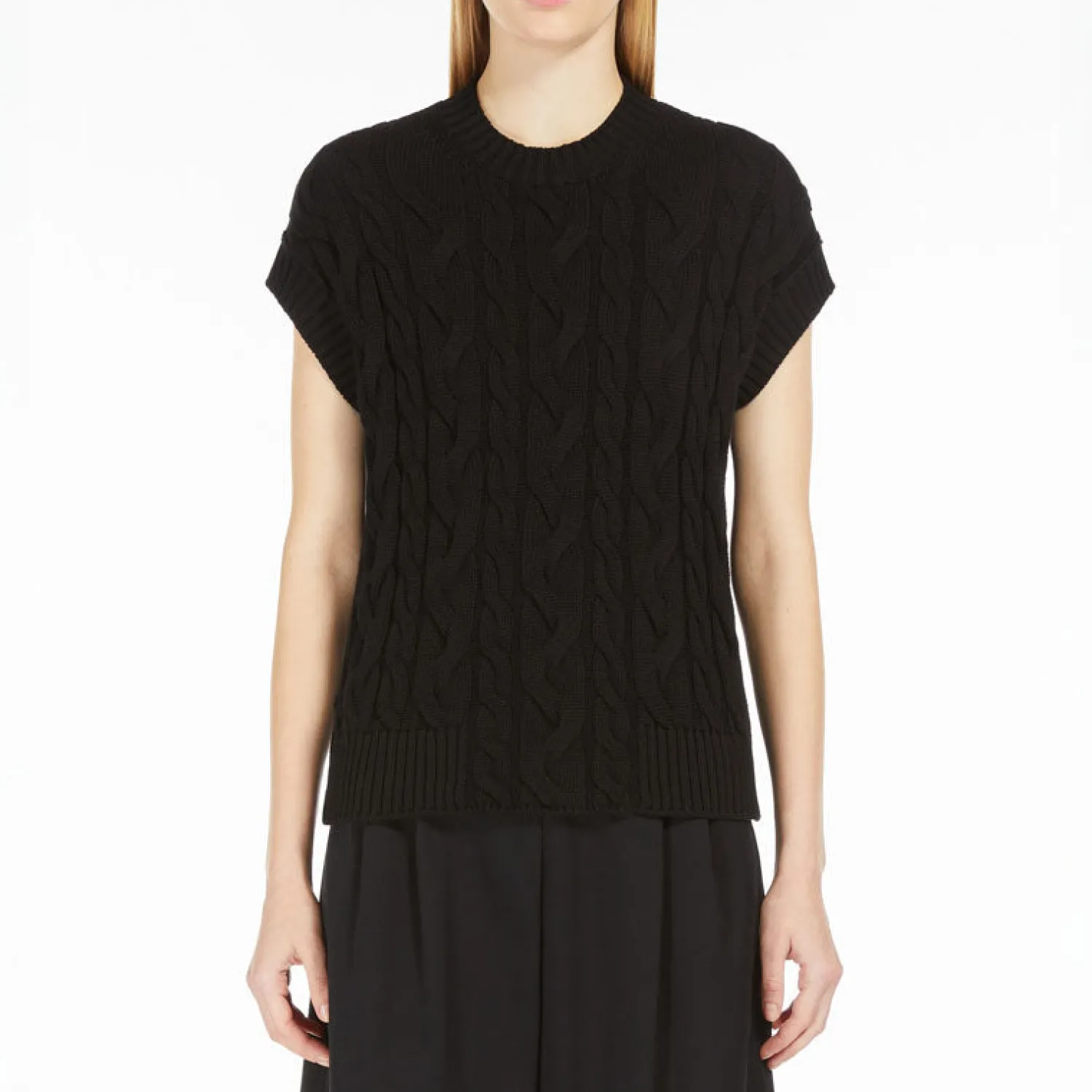 S MAXMARA Eric Cable Knit Cotton Top In Black